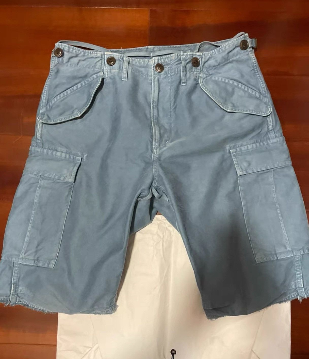 image of Visvim 17Aw Eiger Sanction Out Of Print Smog Blues Shorts, Men's (Size 36)