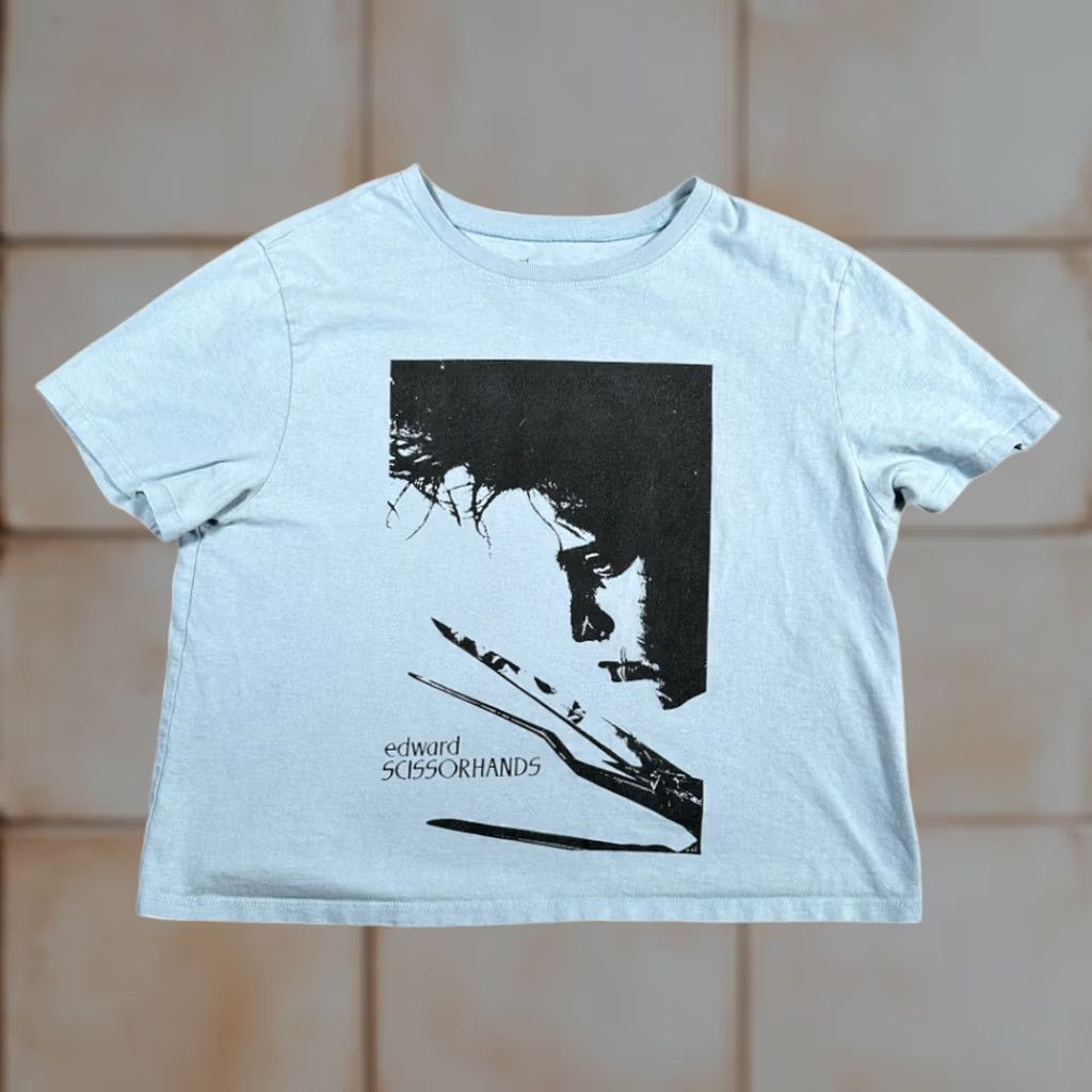 Burton Edward Scissorhands Shirt Womens Large Blue Crop Top Goth Movie Tim Burton Retro Size L / US 10 / IT 46 - 1 Thumbnail