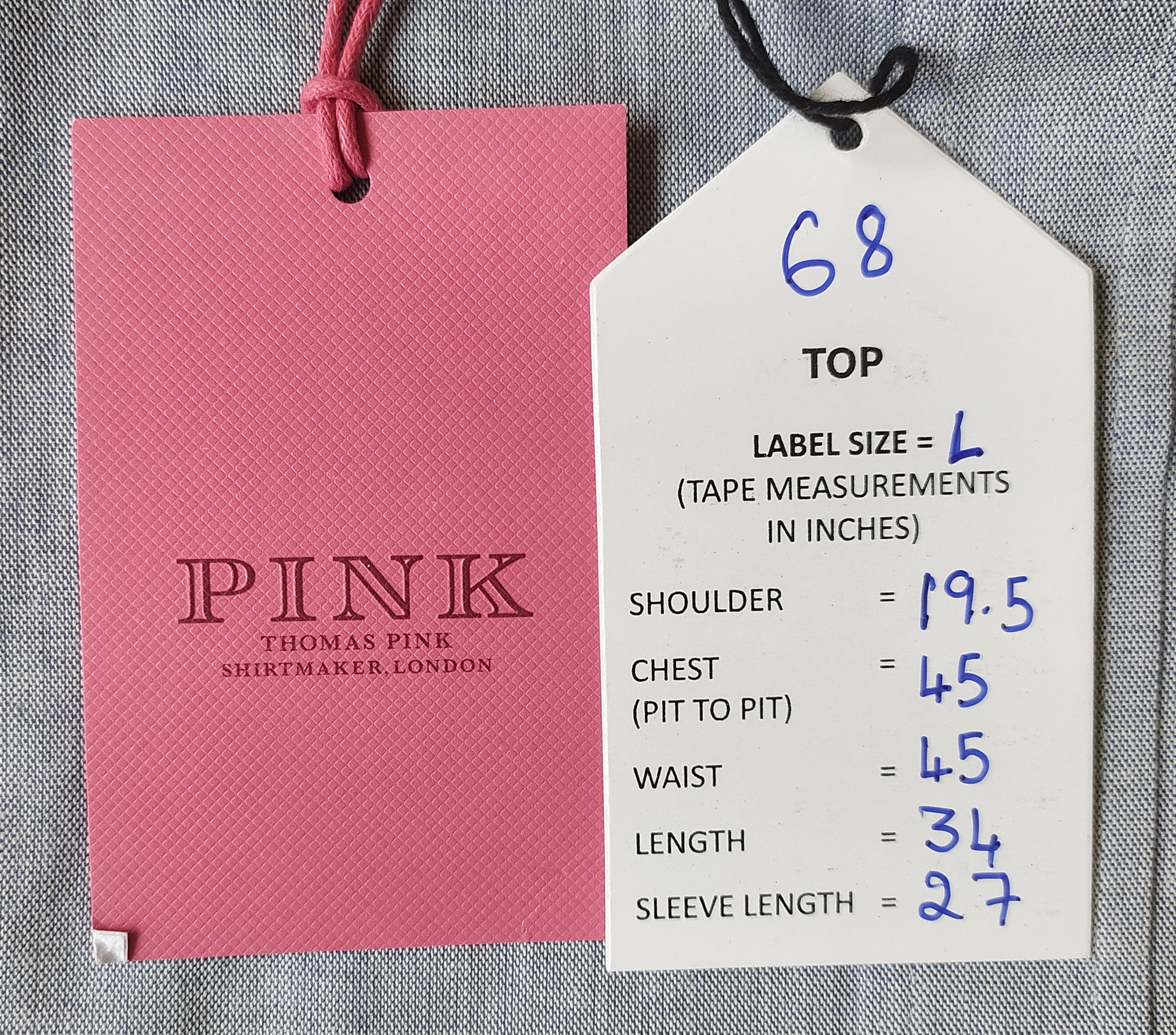 Thomas Pink Thomas Pink Formal Tailored Fit Shirt Free Shipping T/68 Size US L / EU 52-54 / 3 - 6 Thumbnail