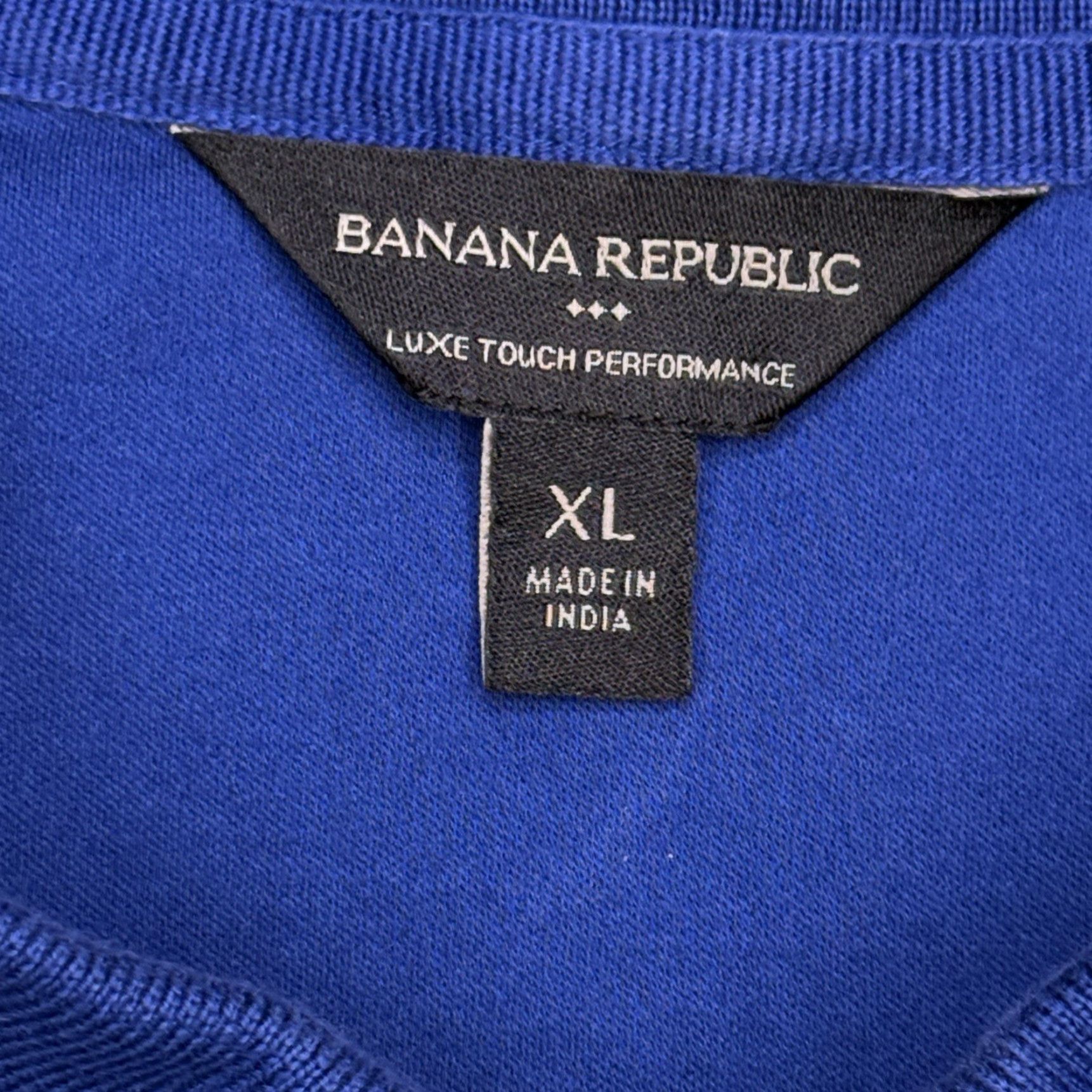 Banana Republic Banana Republic Luxe Touch Performance Shirt Mens XL Blue Front Pocket Polo Short Sleeve Button Collared Knit 100% Cotton Regular Size US XL / EU 56 / 4 - 4 Thumbnail