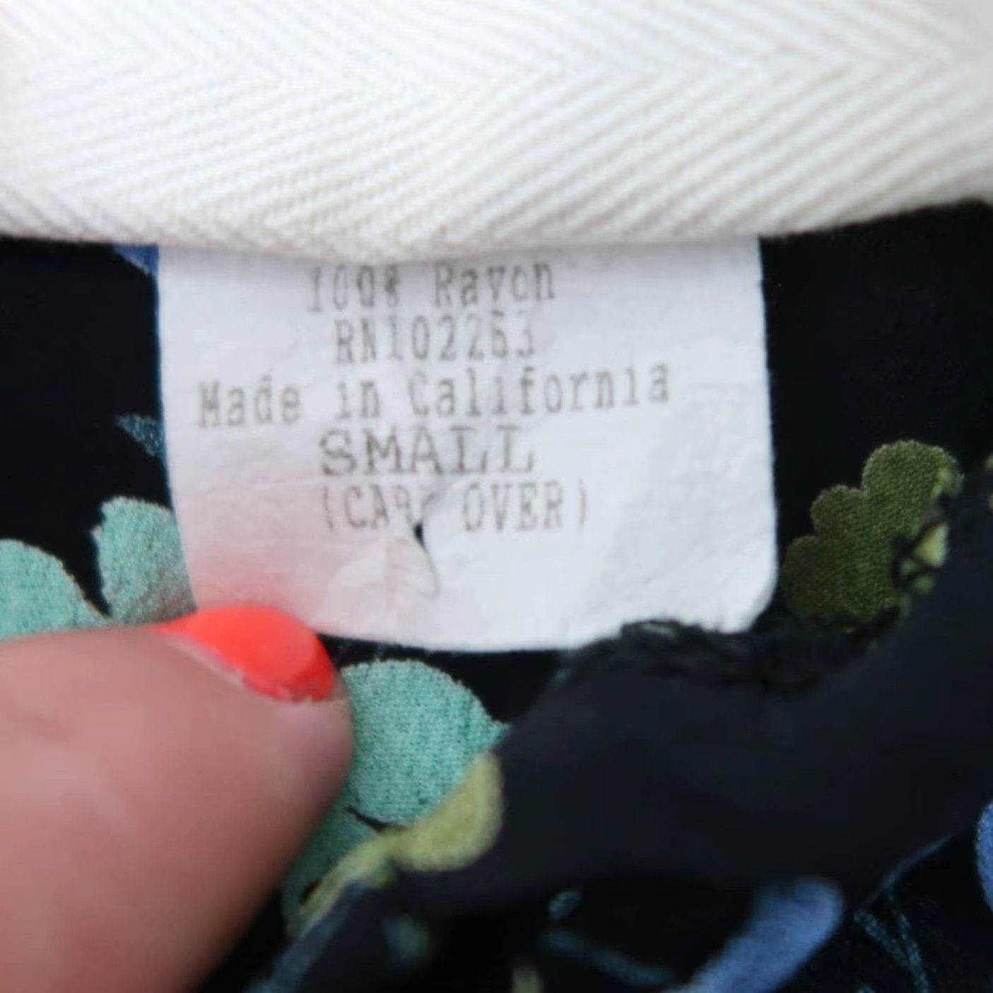 Vintage Loco Linda Floral Wide-Leg Crop Pants S Navy Blue Green 90s Spring Womens Size 28" / US 6 / IT 42 - 5 Thumbnail