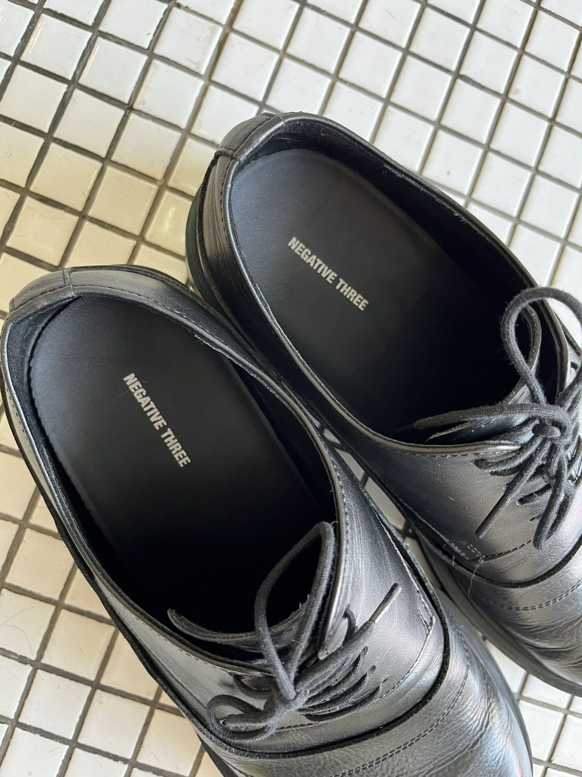 Leather Rare❤️‍🔥Negative Three //Derby Black Leather Shoes Size US 9 / EU 42 - 5 Thumbnail