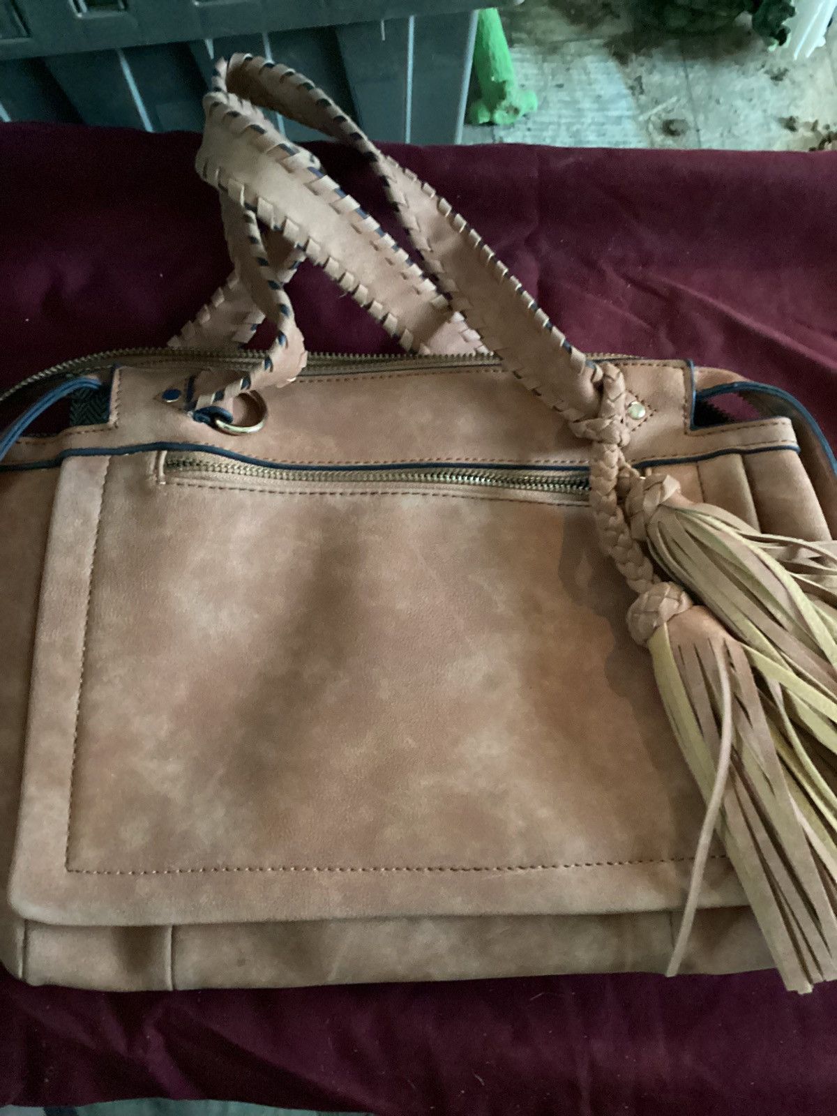 Torrid 727-Torrid Brown Satchel Handbag with Herringbone Lining Size ONE SIZE - 1 Thumbnail