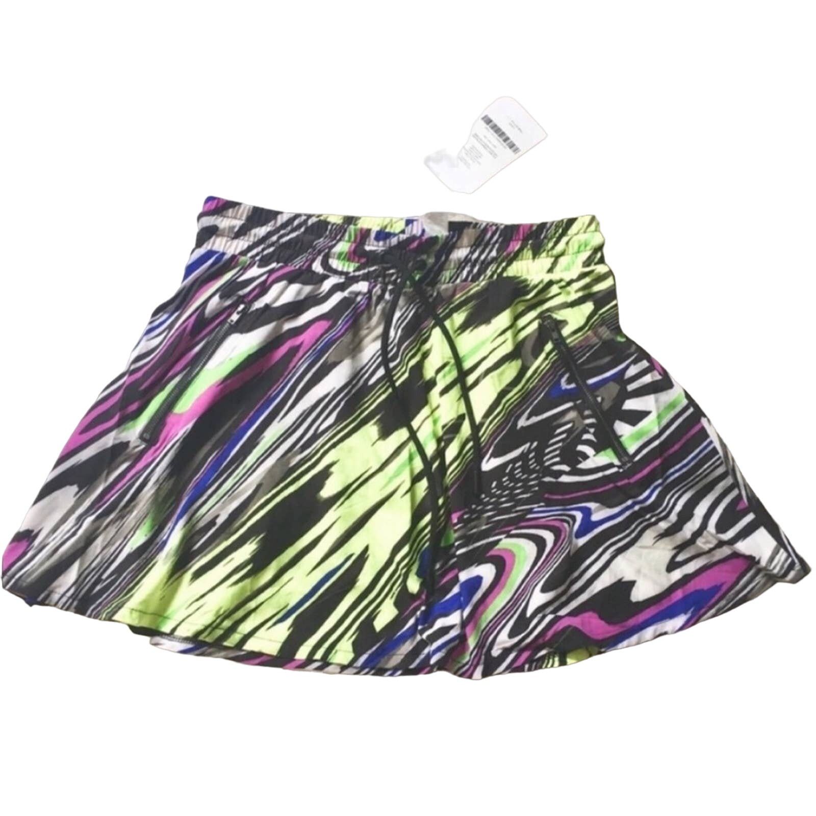 Lululemon NEW Fabletics Neon Stripe Black Marble Active Mini Skirt Size 28" / US 6 / IT 42 - 5 Thumbnail