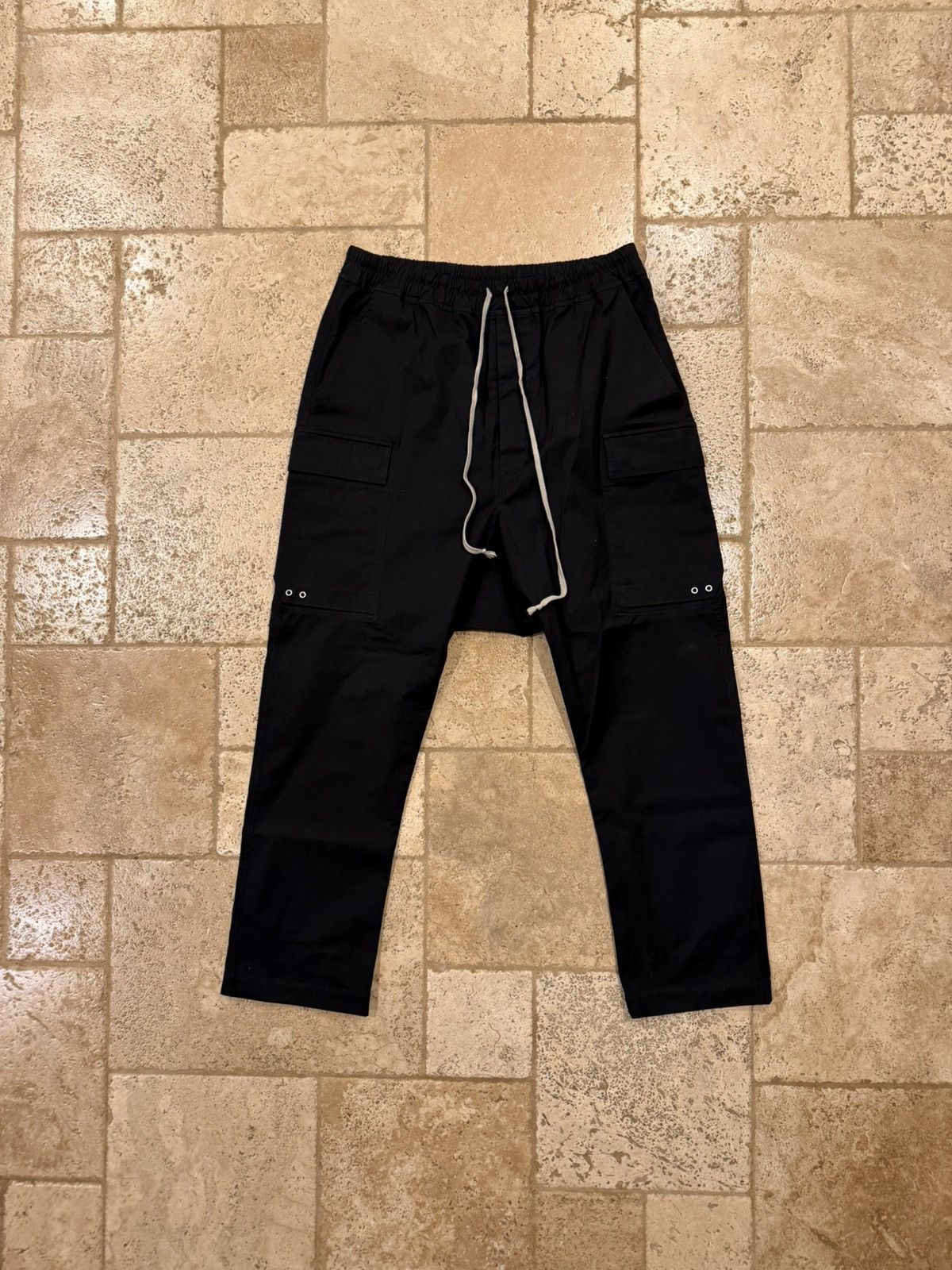 Rick Owens Rick Owens EDFU 23 Black Drop Crotch Cargo Drawstring Pants Size US 34 / EU 50 - 5 Thumbnail