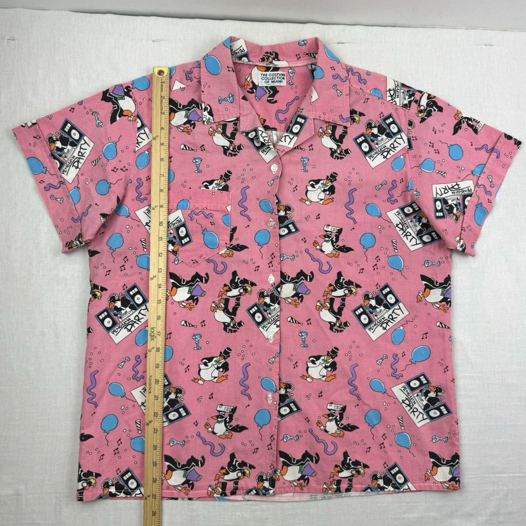 Pinko VINTAGE The Costume Collection Of Miami Button Up Shirt Womens Large Pink Graphic Funny 90s Size L / US 10 / IT 46 - 6 Thumbnail