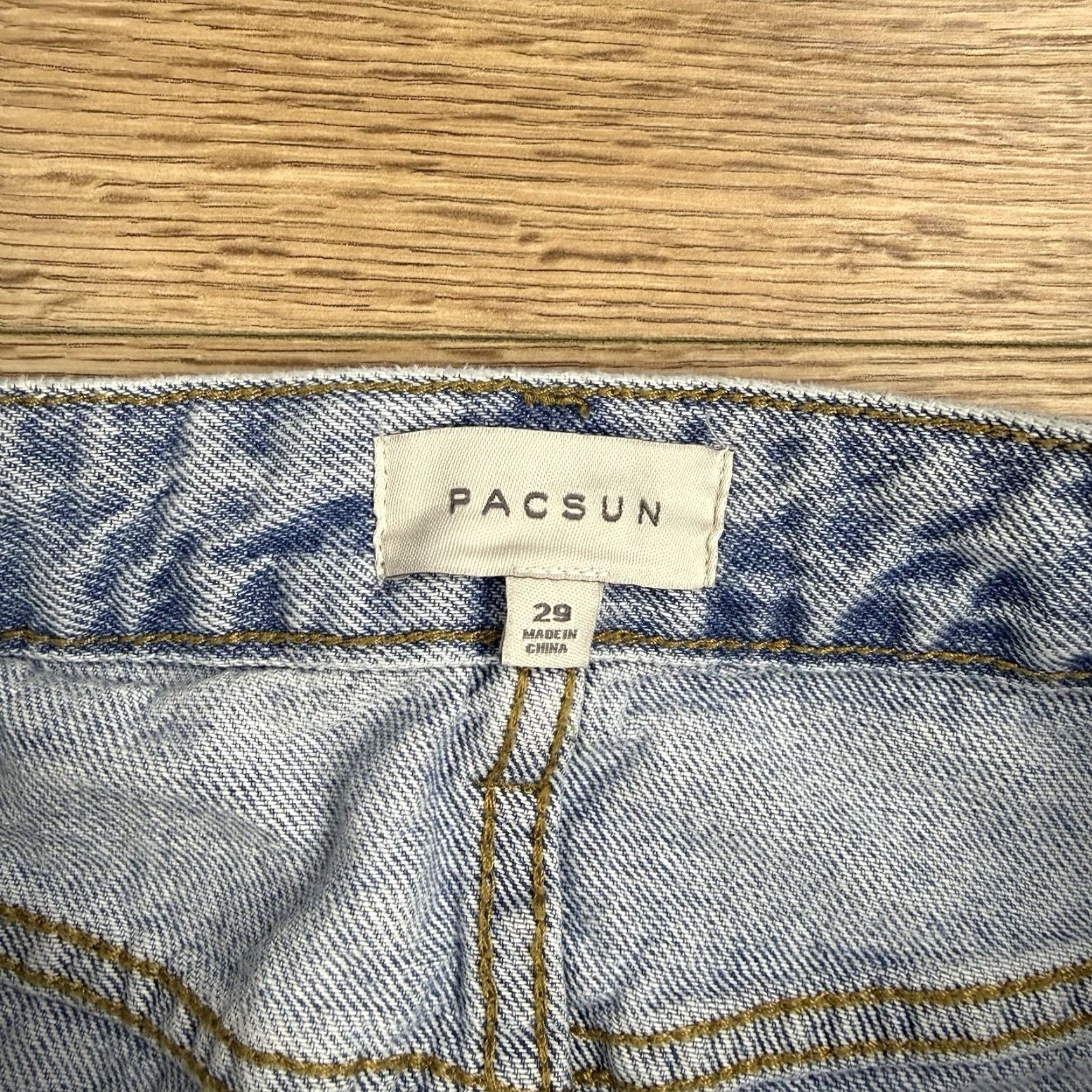 Pacsun PacSun Women’s Light Wash Denim Mini Skirt Raw Frayed Hem Size 29 Blue Regular Skirt Womens 29 Size 29" - 2 Thumbnail