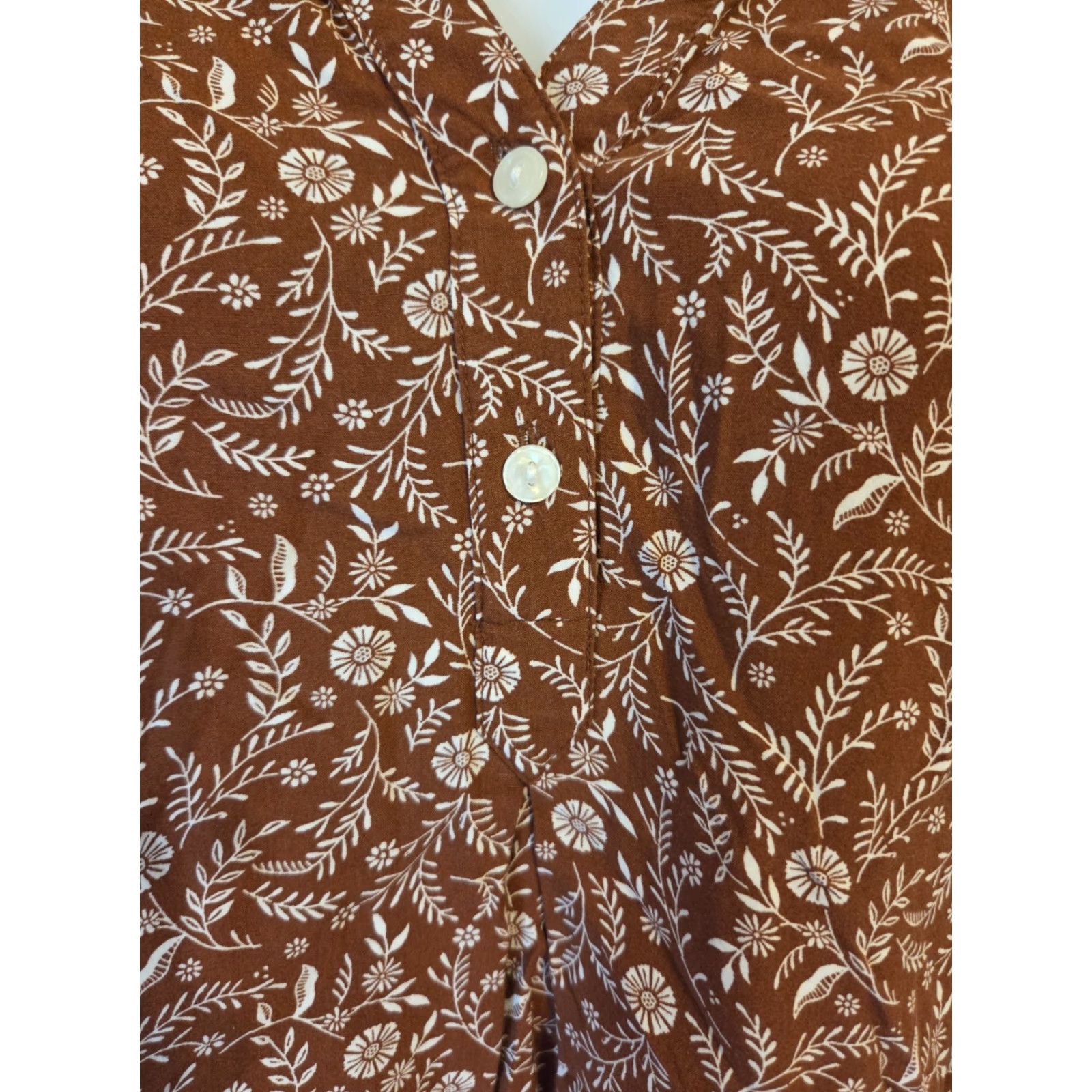 Old Navy Old Navy Orange Floral Print Top Shirt XL Boho Shirt Woman's Series Size XL / US 12-14 / IT 48-50 - 3 Thumbnail