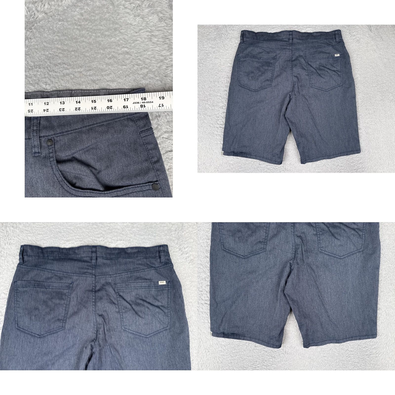 Vans VANS Mens Chino Shorts 36 Blue Denim 5-Pocket Flat Front Zip Fly Casual Skate Spin: 11" Inseam, Medium Wash, Regular Fit, Cotton Blend, Outdoor Mens Size US 36 / EU 52 - 9 Thumbnail