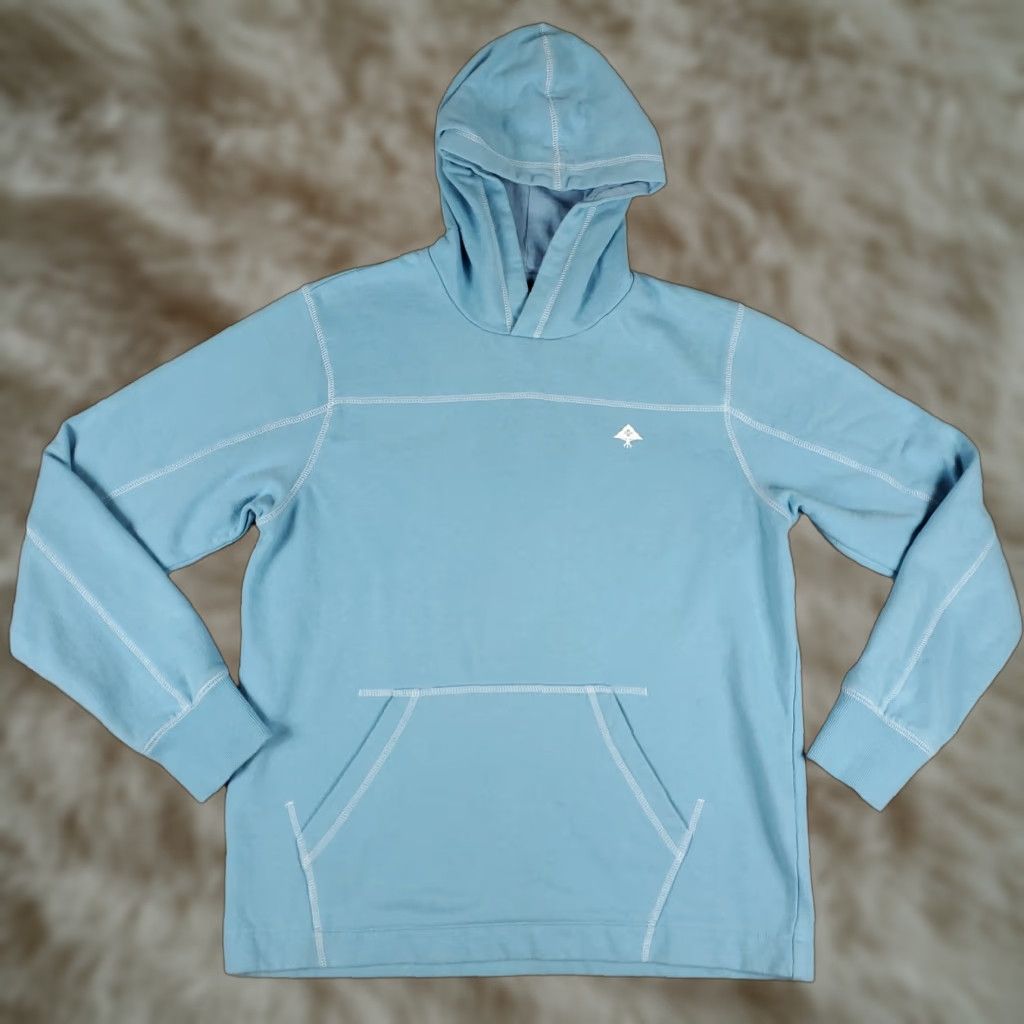 KangaROOS LRG Hoodie Mens Medium Blue Pullover Sweatshirt Kangaroo Pocket Logo Long Sleeve White Stitching Graphic Print Size US M / EU 48-50 / 2 - 1 Thumbnail