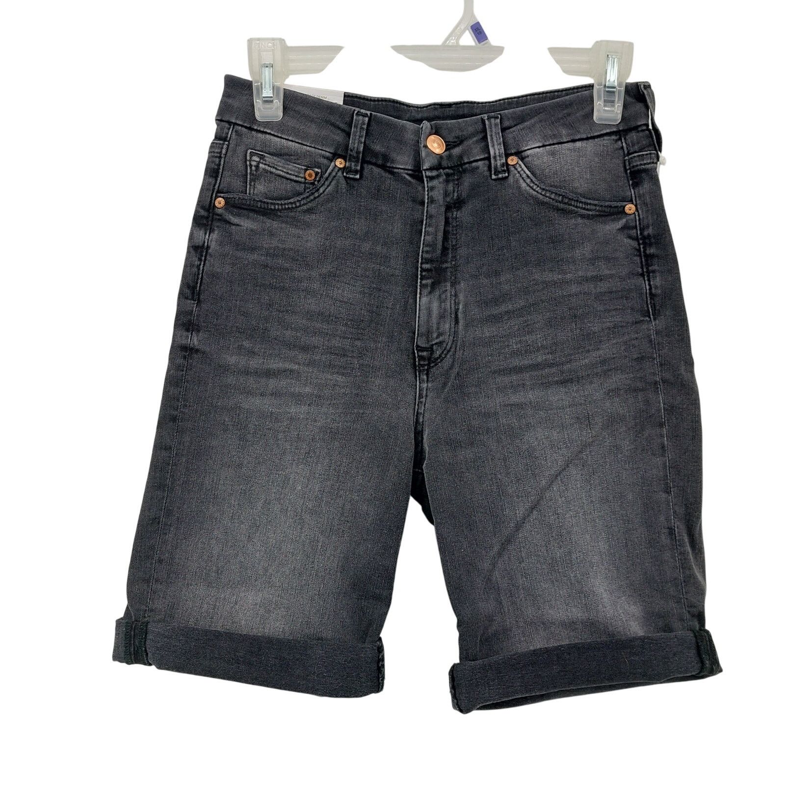 H&M H&M Bermuda Black Denim Shorts High Waist Womens US 6 Size 28" / US 6 / IT 42 - 1 Thumbnail