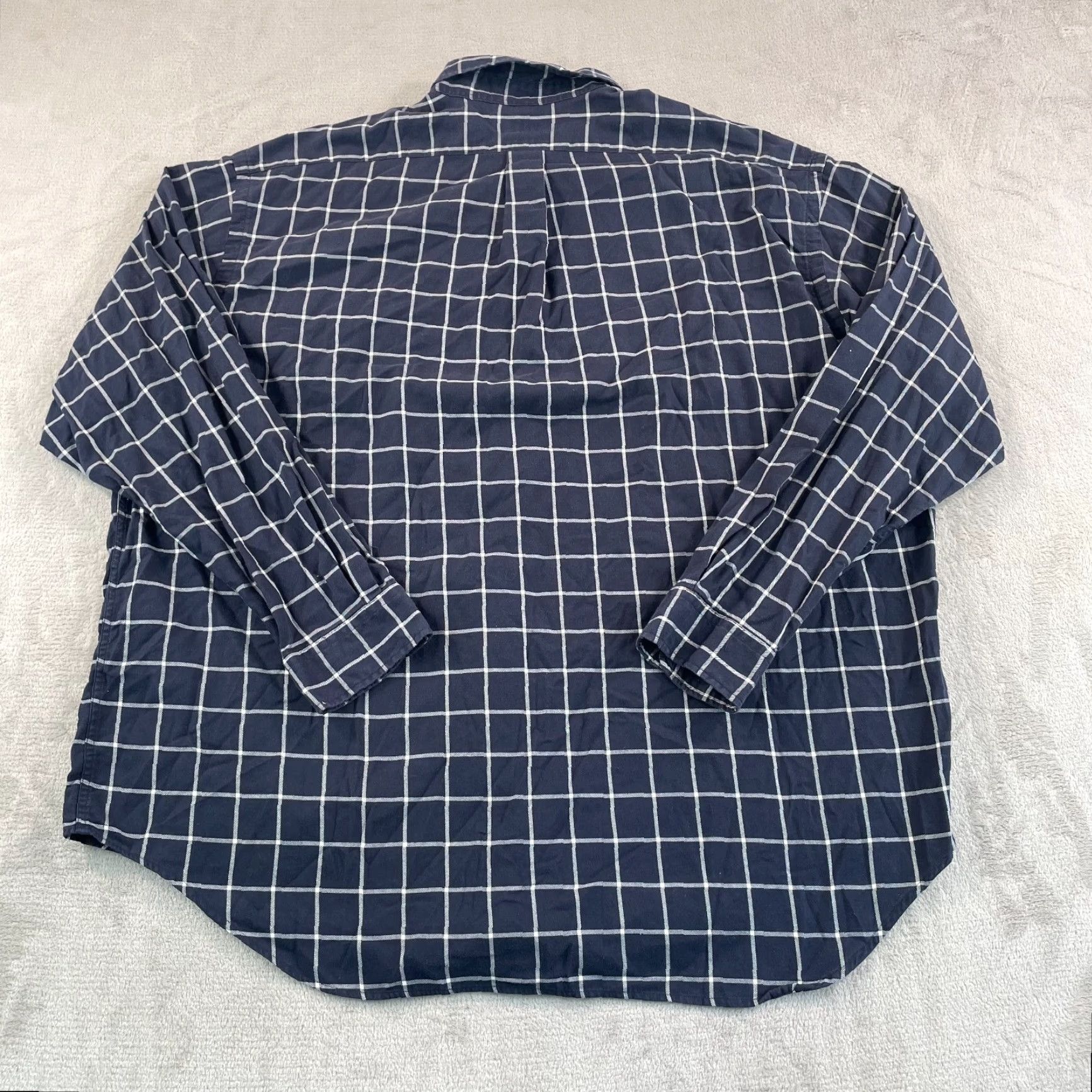 Polo Ralph Lauren VINTAGE Polo Ralph Lauren Big Shirt Men XL Navy Blue WindowPane Pocket Pony Prep Size US XL / EU 56 / 4 - 4 Thumbnail