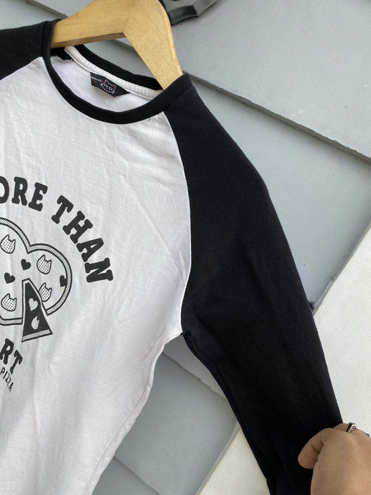 Japanese Brand The Day Girls Pizza Club Lover Cat Graphic Raglan Tshirt Size M / US 6-8 / IT 42-44 - 4 Thumbnail