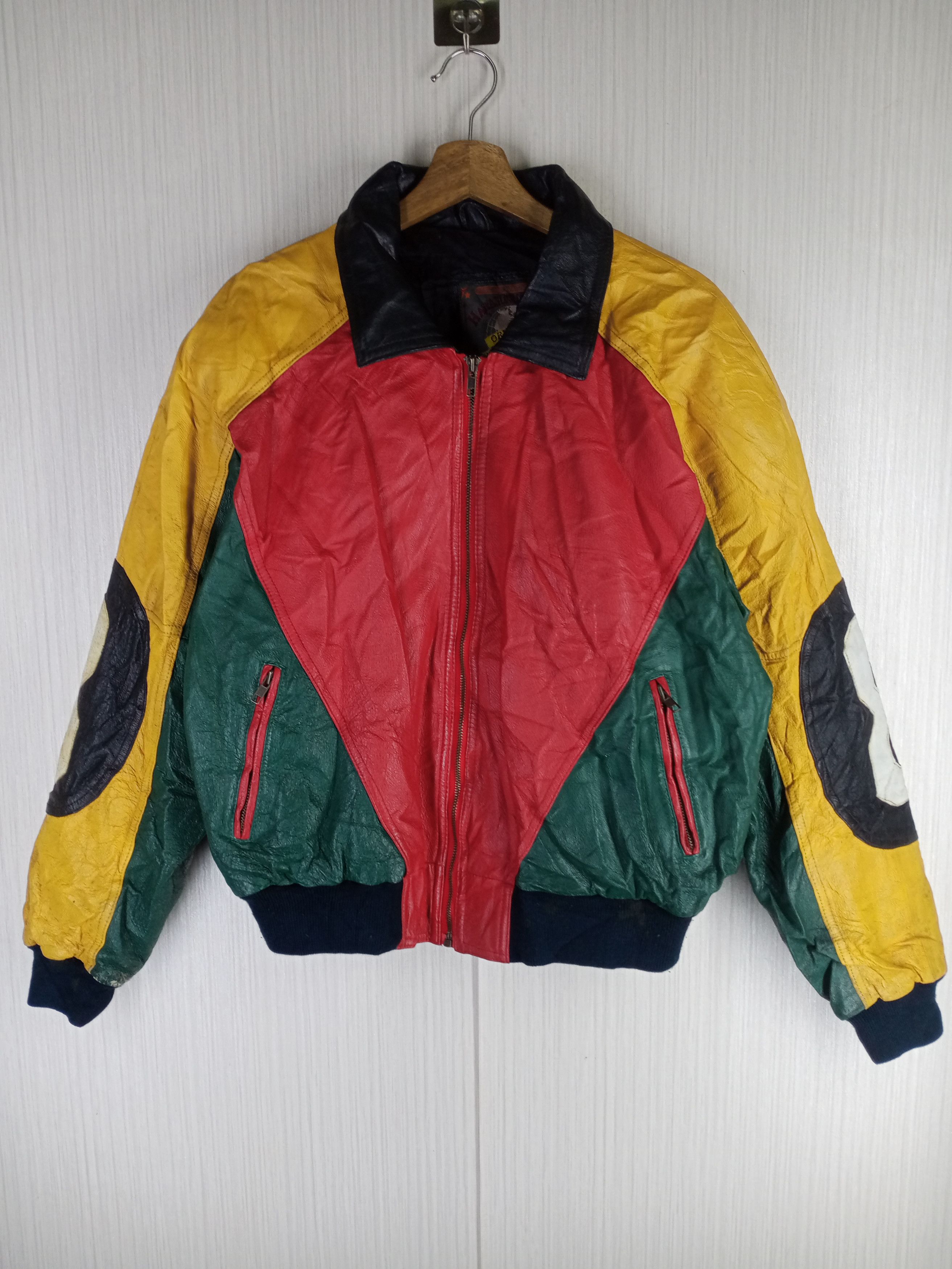 Japanese Brand RARE VINTAGE HARAJAKU MOTHER TRICOLOUR 8 BALL LEATHER JACKET Size US L / EU 52-54 / 3 - 3 Thumbnail