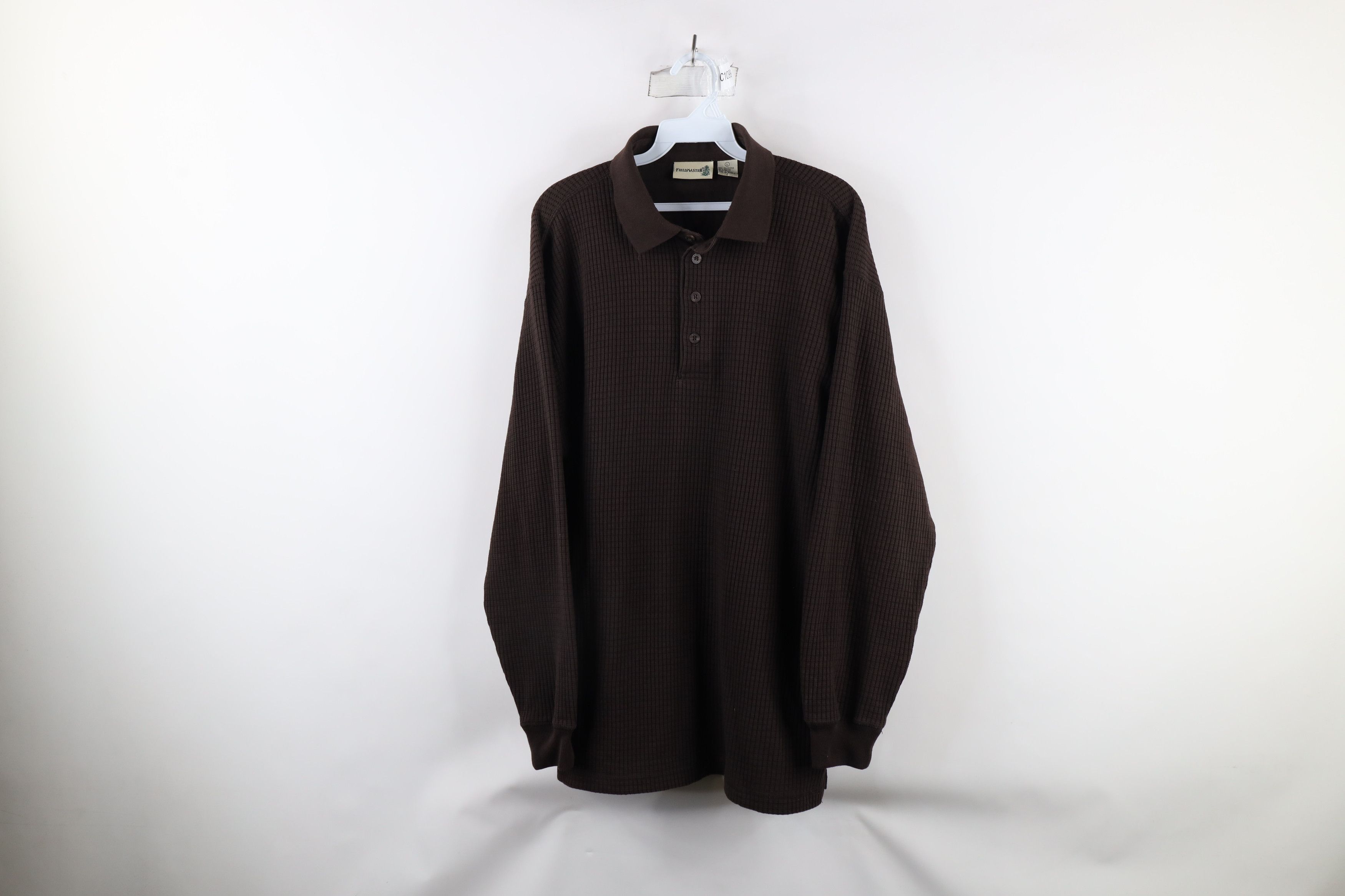 Vintage Vintage 90s Streetwear Knit Long Sleeve Rugby Polo Brown Size US L / EU 52-54 / 3 - 1 Thumbnail
