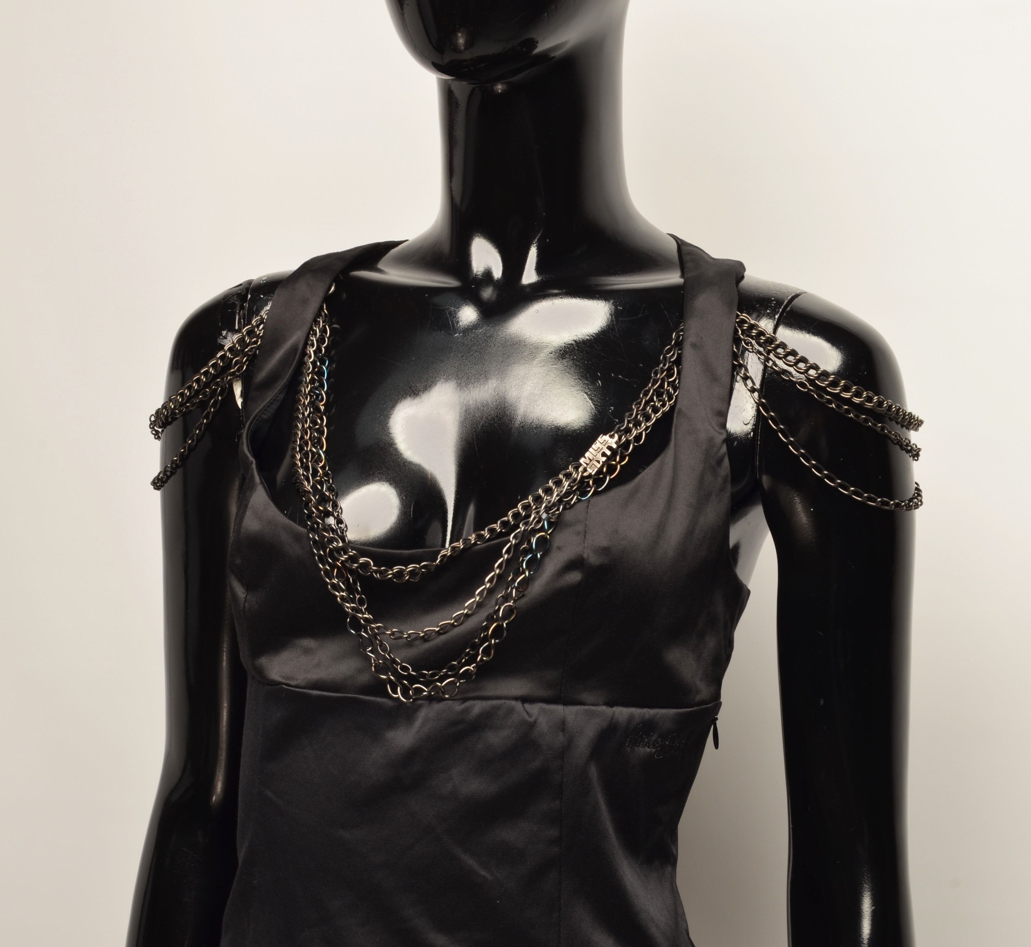 Miss Sixty × Vintage Miss Sixty Y2K Grunge Glam Chains Draped Bodycon Dress Size M / US 6-8 / IT 42-44 - 2 Thumbnail