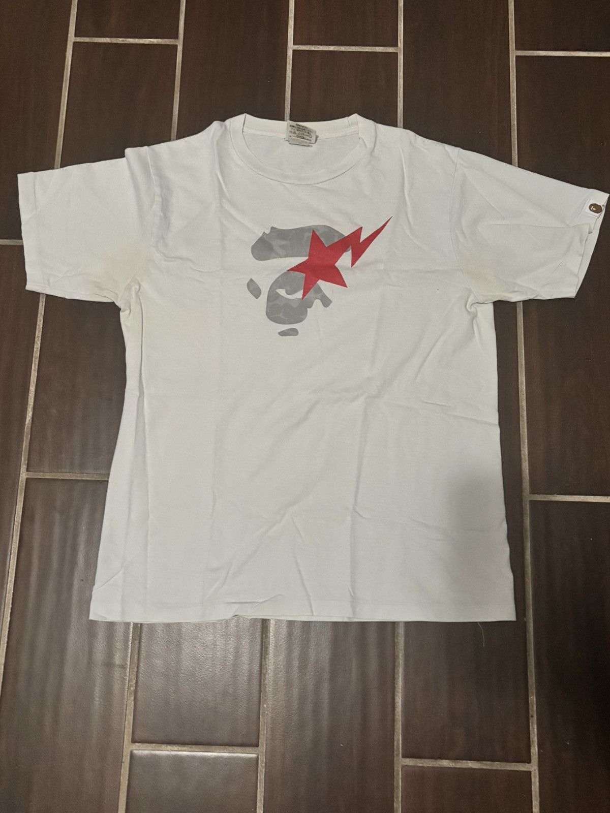 Bape Grey Camo Ape Head Bapesta Logo Tee