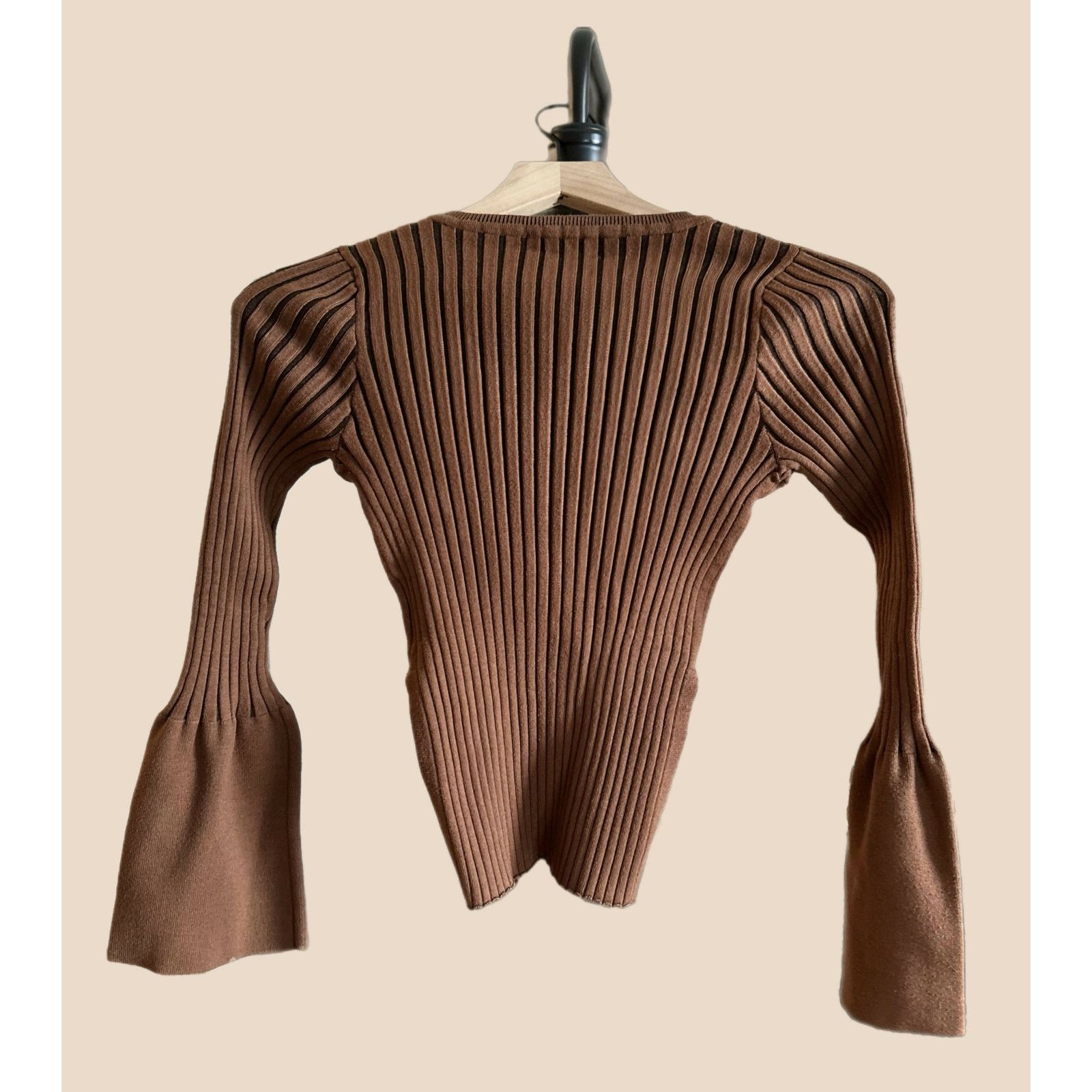 Other Few Moda Ribbed Bell Sleeve Sweater Blouse - Brown Size S / US 4 / IT 40 - 7 Thumbnail