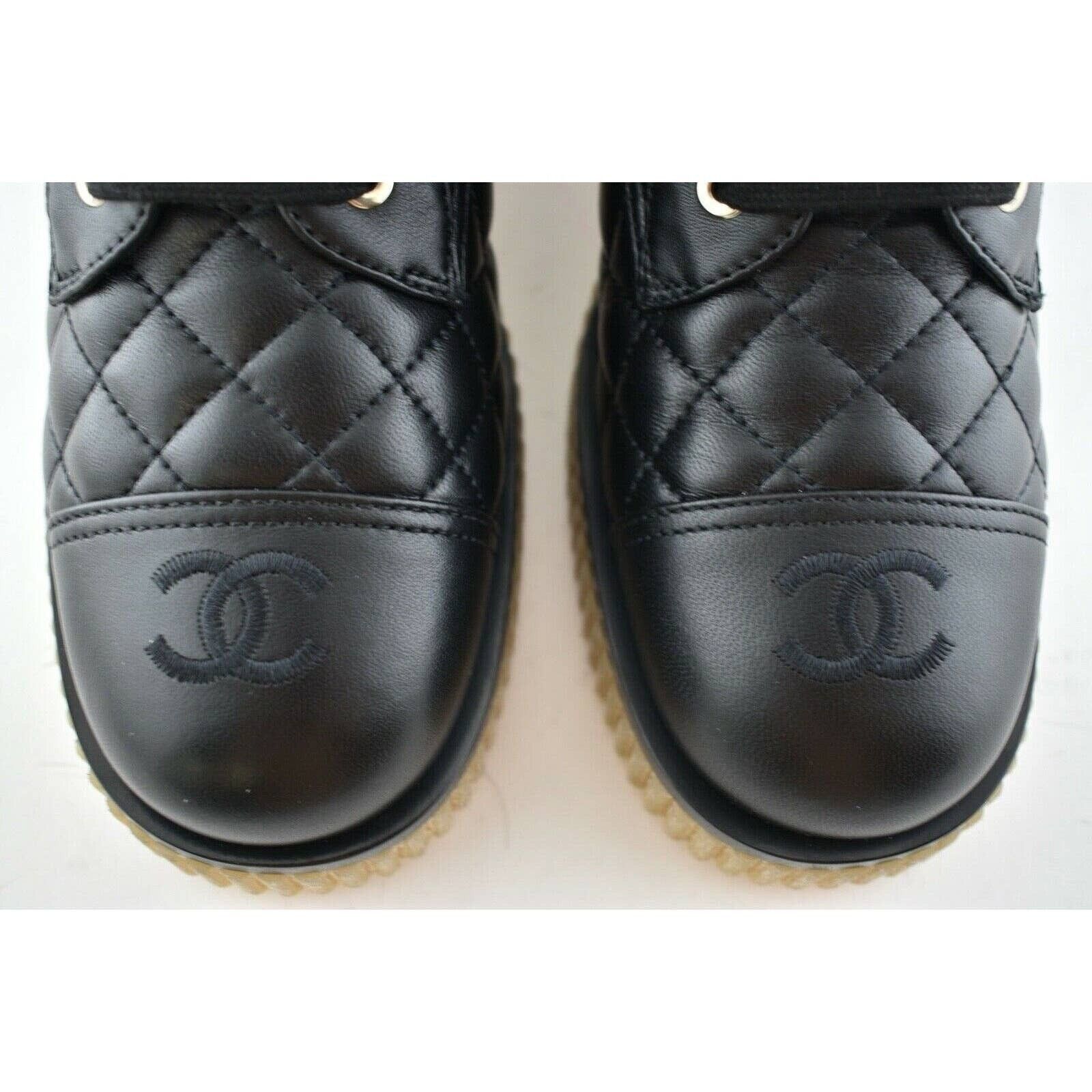 Chanel Chanel 20B Black Quilted CC Platform Combat Lace Up Ankle Size US 7.5 / IT 37.5 - 5 Thumbnail