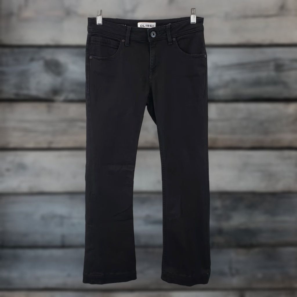 DL1961 DL1961 Womens Joy Flare Jeans Sz 28 Solid Black Mid Rise Jeans Womens 28 Black Flare Denim Cotton Blend Zip Regular Inseam 28.5" Rise 9" Size 28" / US 6 / IT 42 - 1 Thumbnail