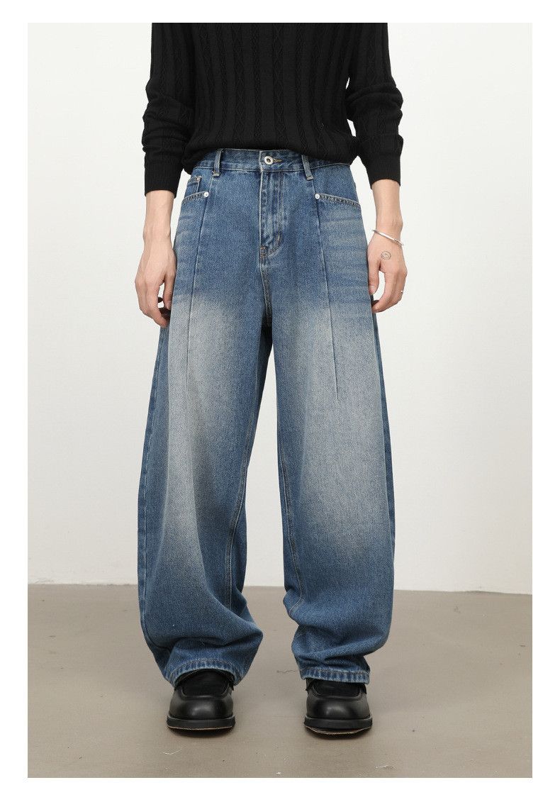 Japanese Brand American retro washed men's loose wide-leg curved jeans Size US 32 / EU 48 - 1 Thumbnail