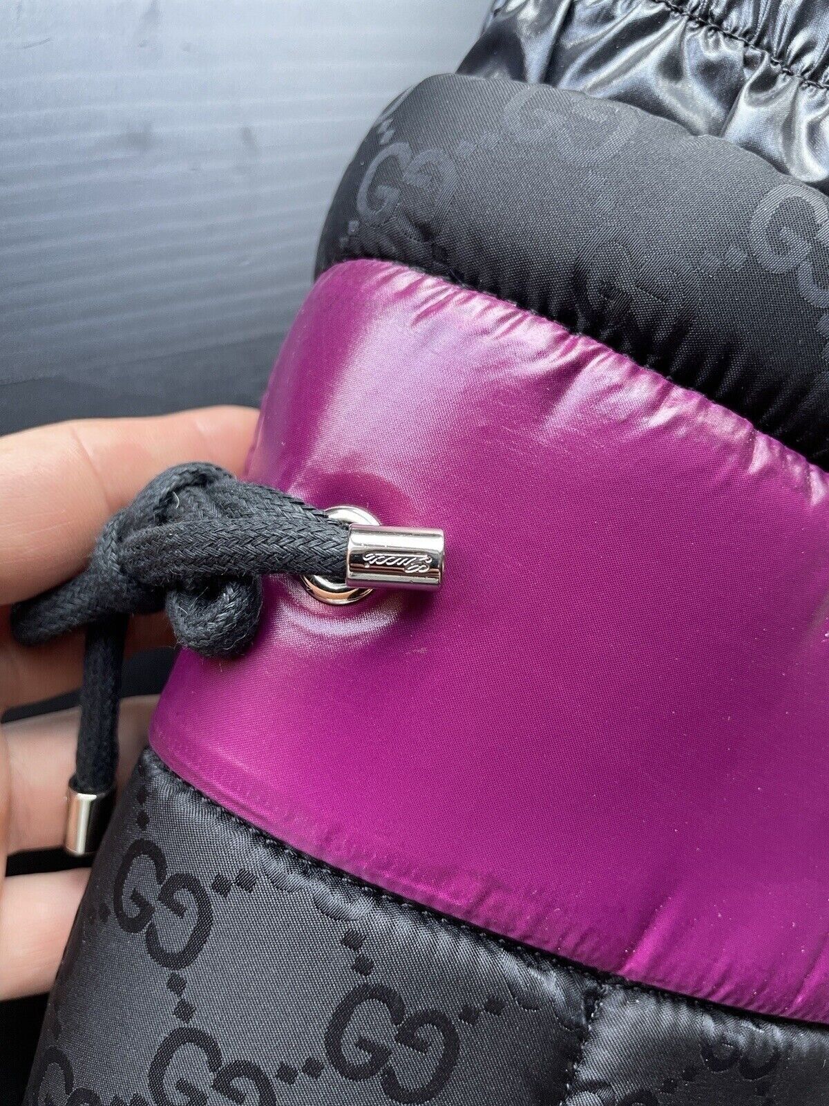Gucci GUCCI GG NYLON BLACK PURPLE TRIM WINTER BOOTS size 35 Size US 5 / IT 35 - 6 Thumbnail