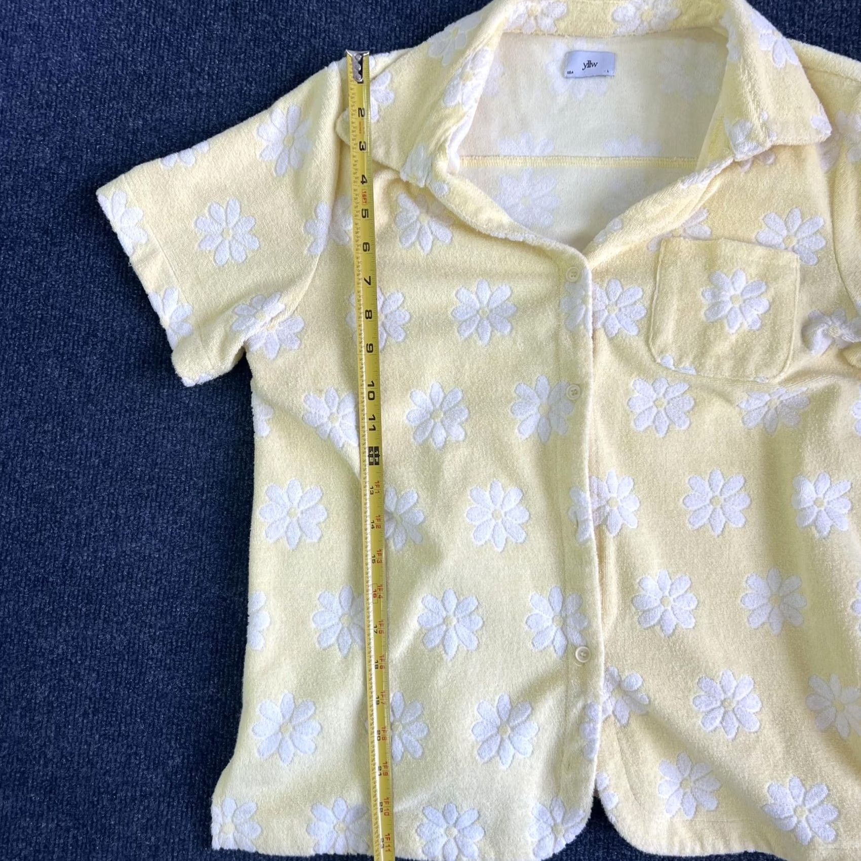 Vintage YLW Shirt Womens Large Yellow Daisy Floral Button-Up Short Sleeve Top Size L / US 10 / IT 46 - 3 Thumbnail