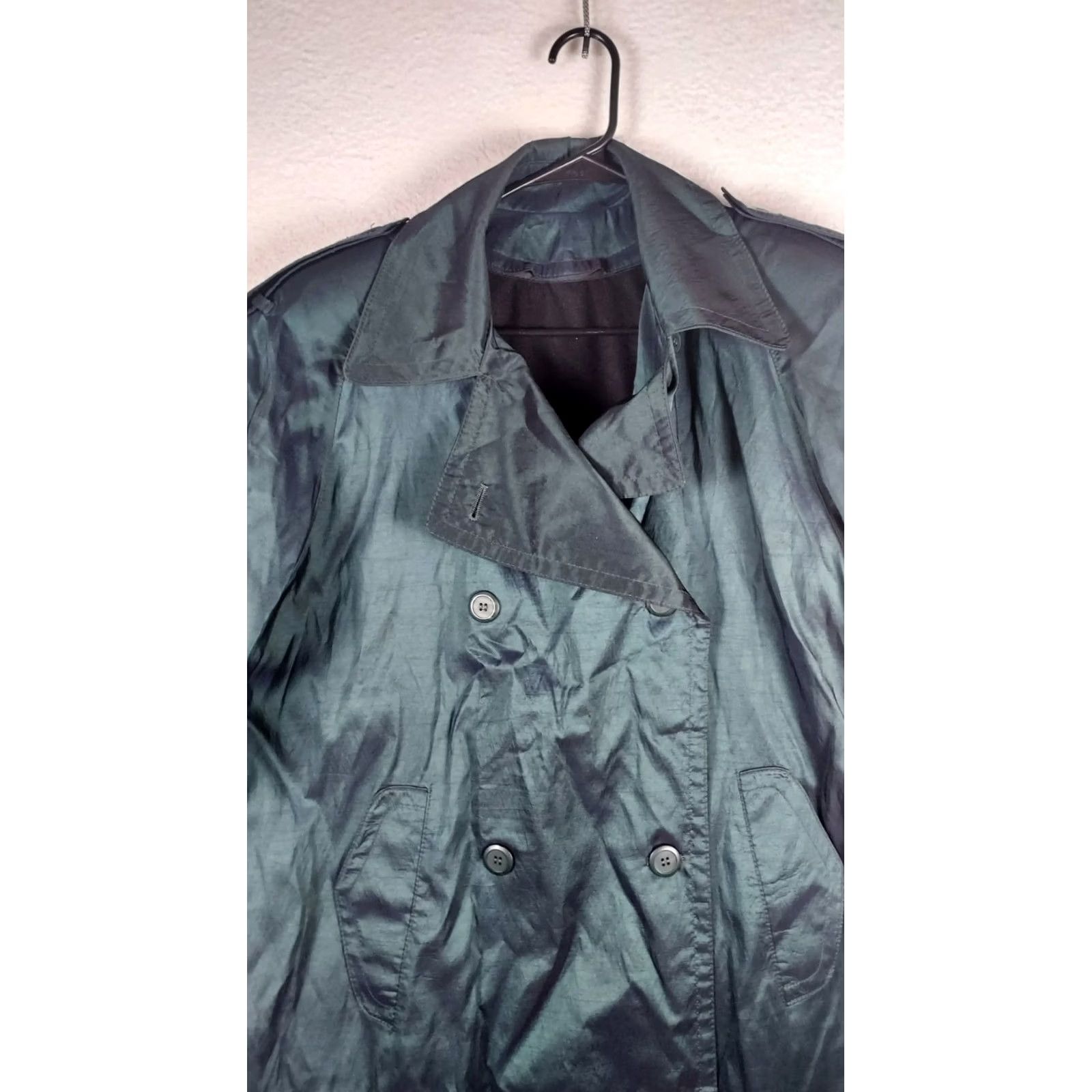Vintage Degrees Womens XXL Green Double Breasted Trench Coat Long Wool Blend Jacket 1X Size XL / US 12-14 / IT 48-50 - 4 Thumbnail