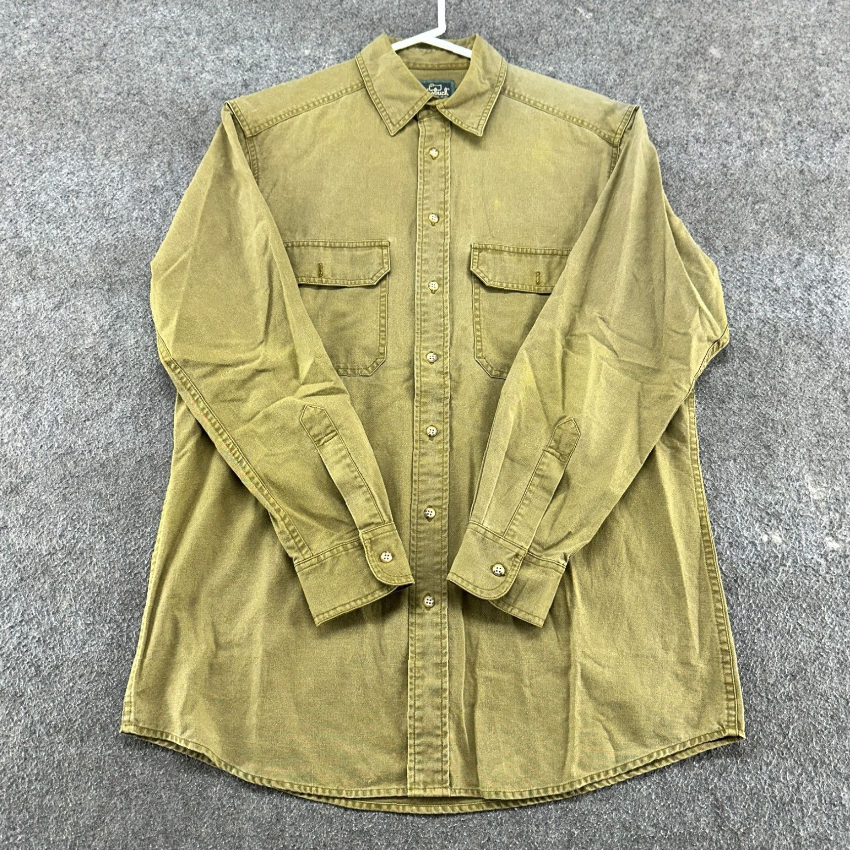 Vintage VINTAGE Woolrich Shirt Men M Green Button-Up Long Sleeve Canvas Cotton Solid 90s Size US M / EU 48-50 / 2 - 2 Thumbnail
