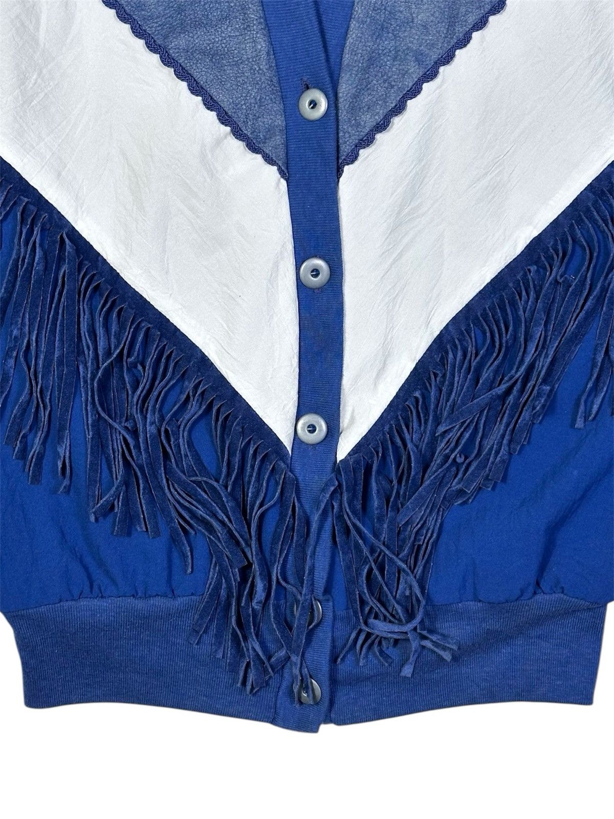 Vintage 80s SILVER THREADS NYLON WITH SUEDE LEATHER WESTERN CARDIGAN Size US M / EU 48-50 / 2 - 5 Thumbnail