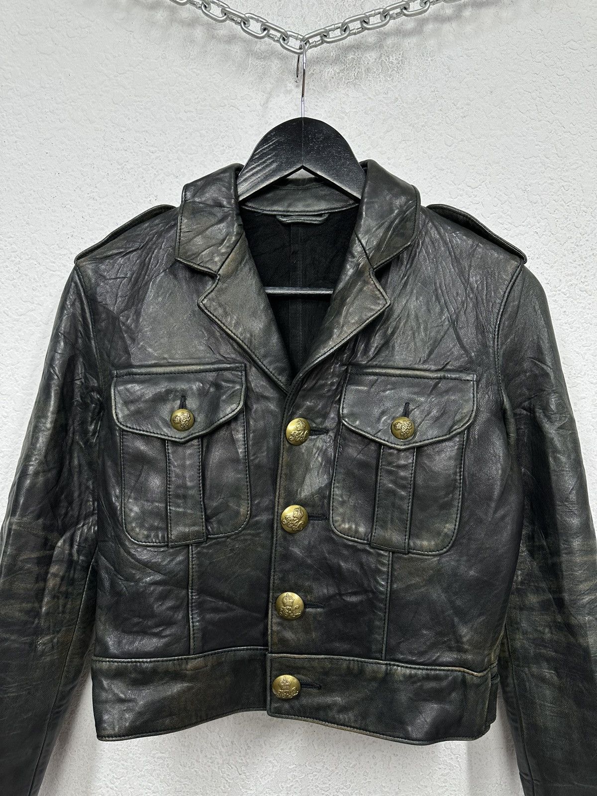 Polo Ralph Lauren Vintage Leather Jacket Polo Ralph Lauren Cropped Faded Rare Size S / US 4 / IT 40 - 5 Thumbnail