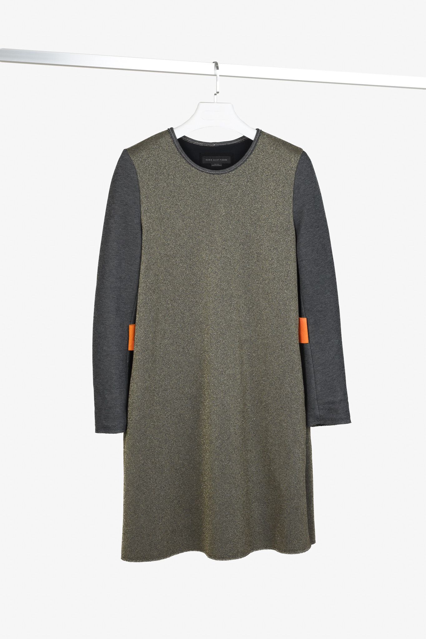 Marie Saint Pierre Marie Saint Pierre Metallic Grey Neoprene Long Sleeve Dress Size S / US 4 / IT 40 - 1 Thumbnail