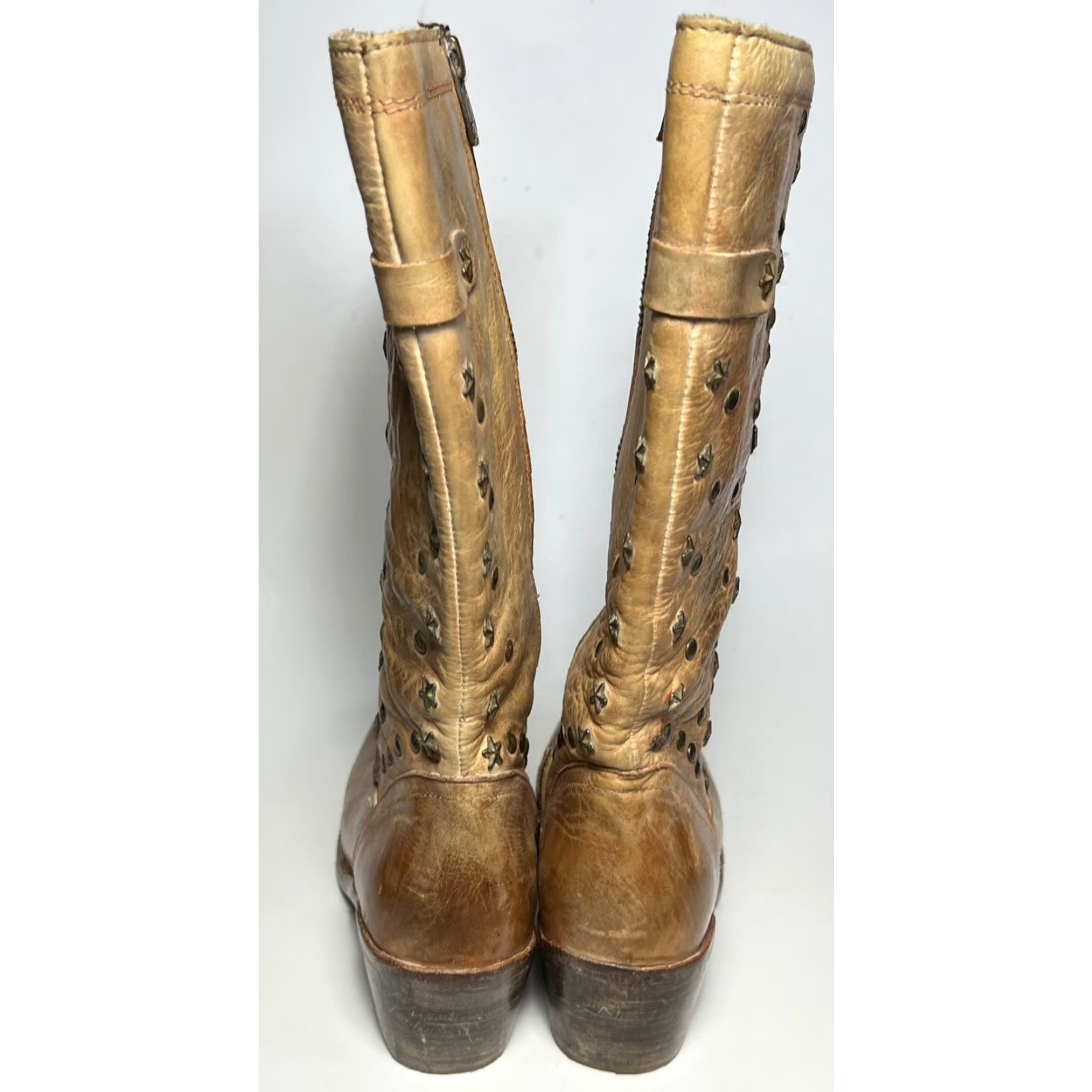 Bed Stu Bed Stü Cobbler Series Star Studded Leather Riding Boots Women 8.5 Brown Leather Buckle Zip Mid-Calf 80s 90s Biker Rocker Shoes Women Size US 9 / IT 39 - 5 Thumbnail