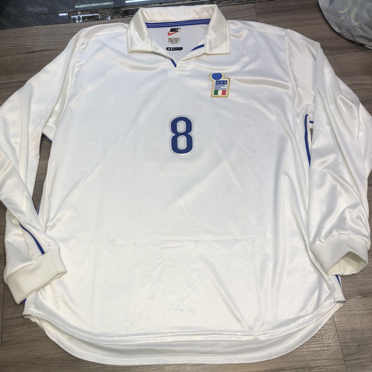 Image of Bloke x Fifa World Cup Italy 1998 Player Issue Longsleeves Away Shirt 8 in White, Men's (Size XL)