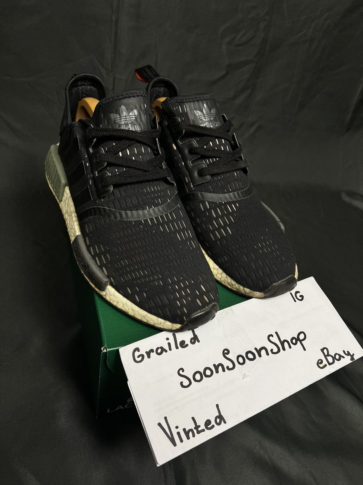 Adidas × Japanese Brand RARE Adidas NMD R1 base green core black Size US 10 / EU 43 - 2 Thumbnail
