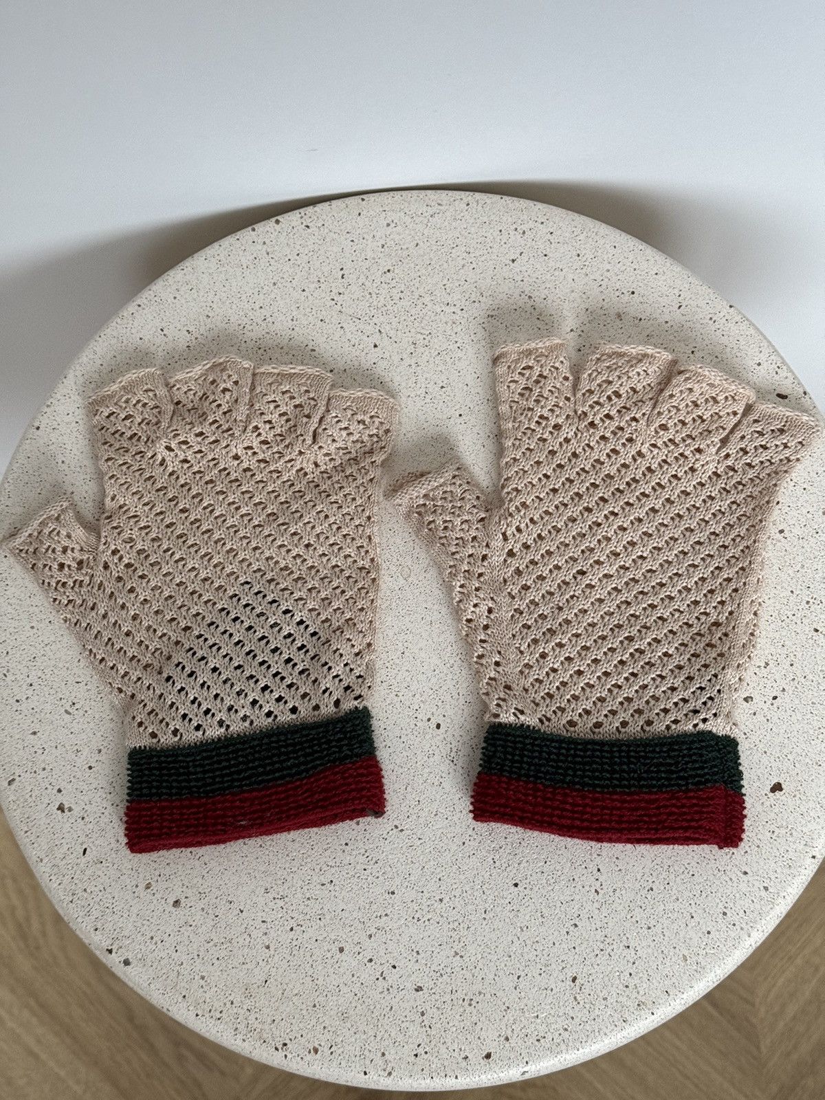 Gucci Gucci Crochet Mittens Web Stripe Fingerless Gloves Size ONE SIZE - 2 Thumbnail