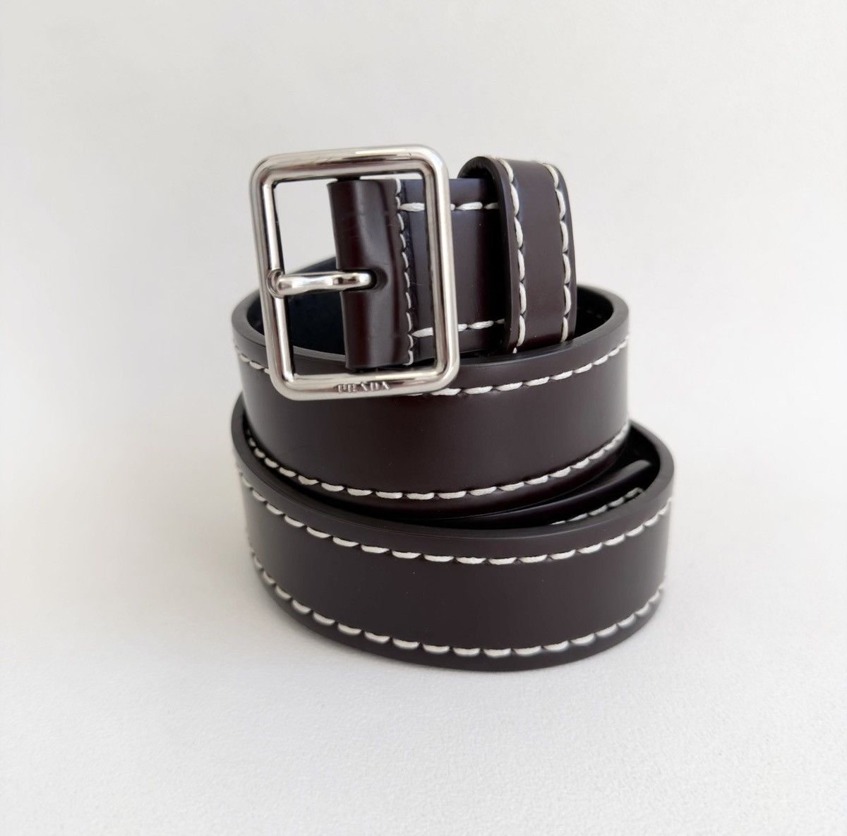 Chocolate Brown Leather ‘Contrast Stitch’ Belt my