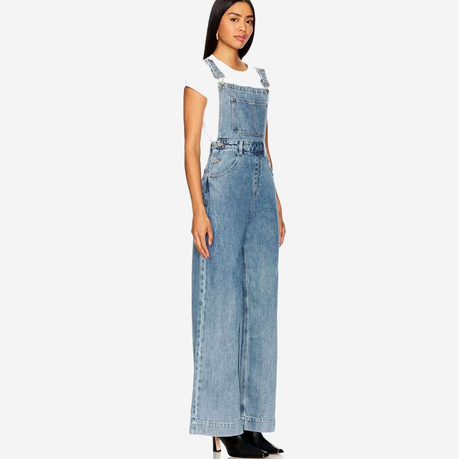 WeWoreWhat Jumper Wide Leg Denim We Wore What Bib Overalls size 26 Size 26" / US 2 / IT 38 - 2 Thumbnail
