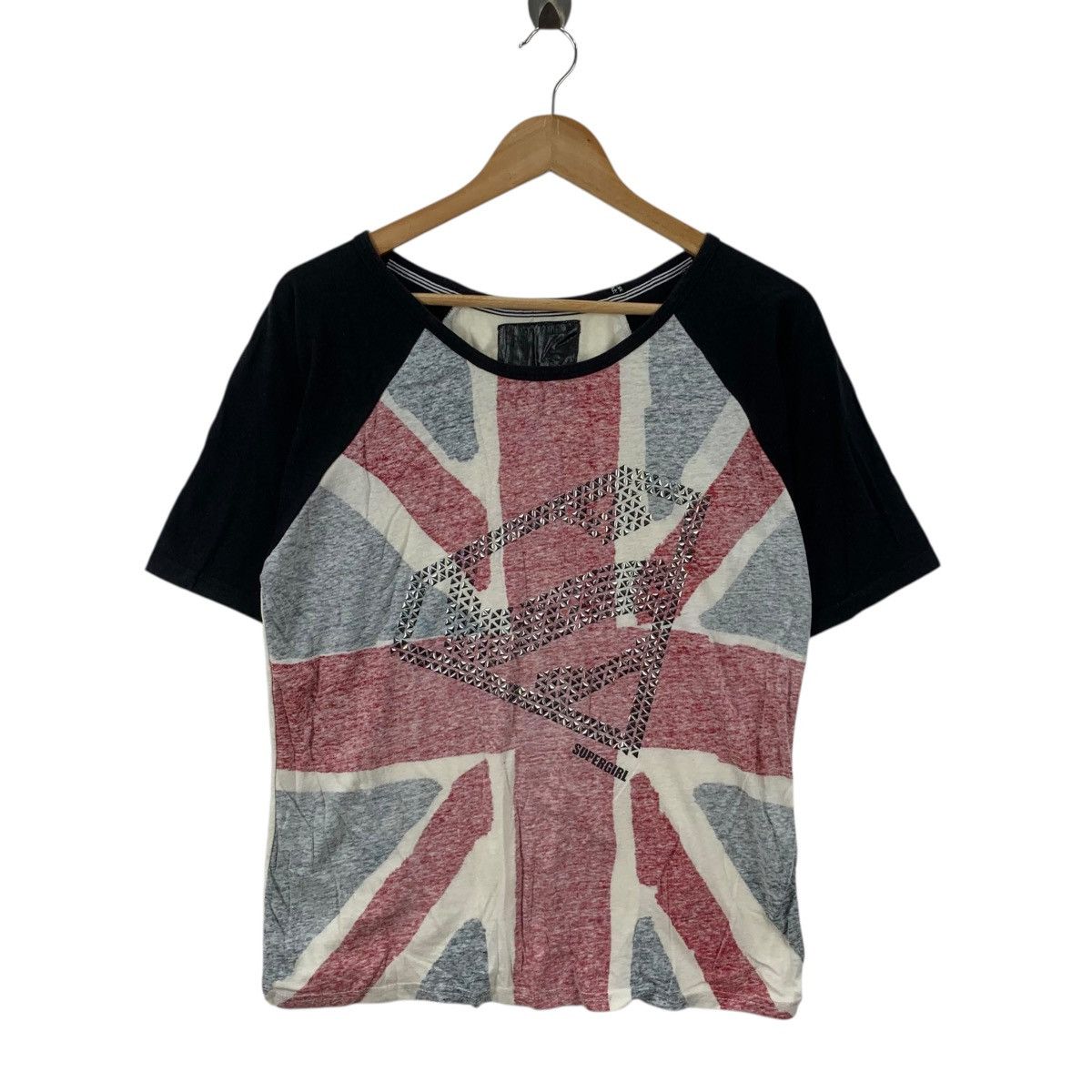 DC Comics DC COMICS SUPERGIRL UK Flag Raglan Superheroes Tee Shirt Top Size M / US 6-8 / IT 42-44 - 4 Thumbnail