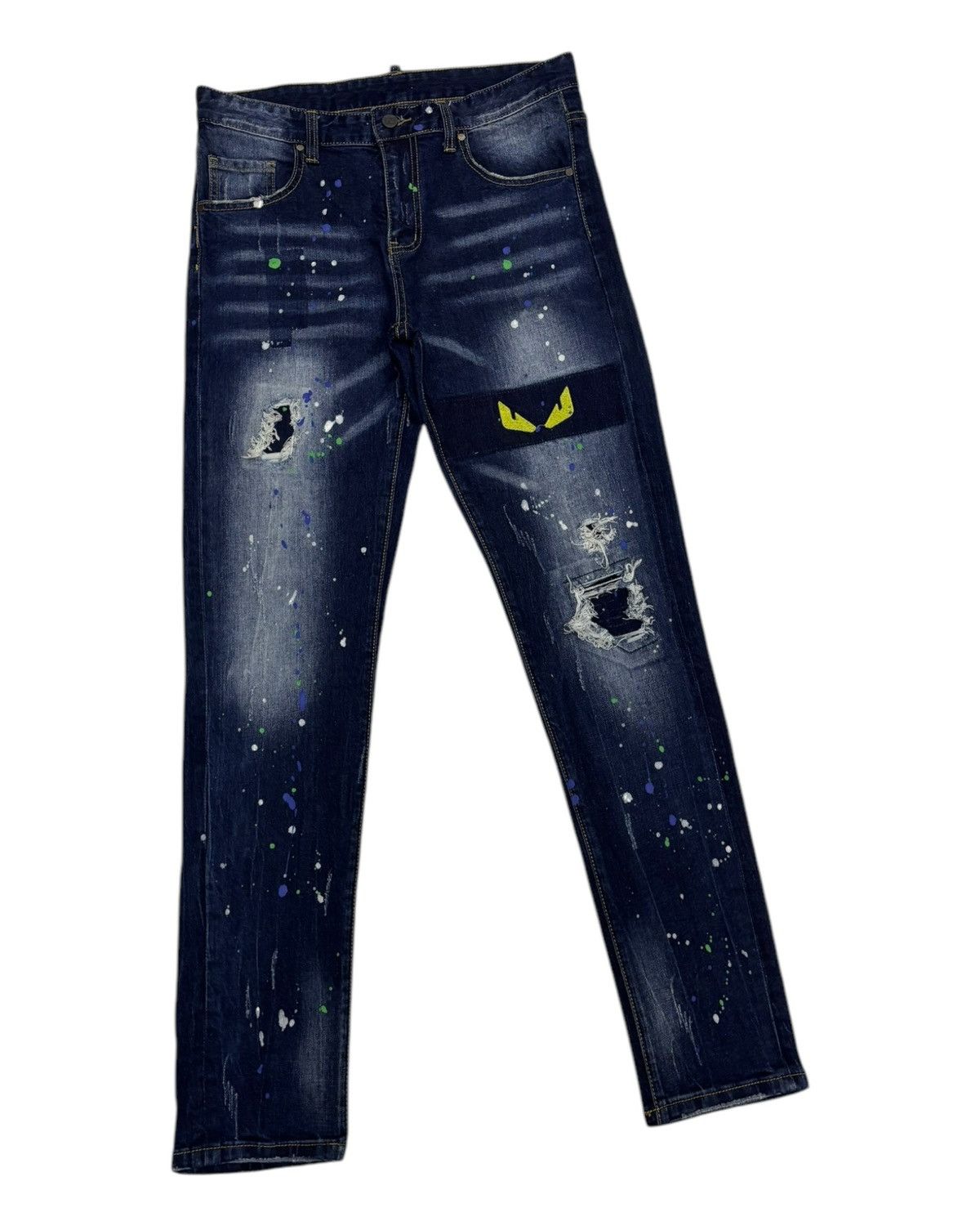 Japanese Brand Distressed Denim Custom Made Slim Straight Jeans Size US 32 / EU 48 - 3 Thumbnail