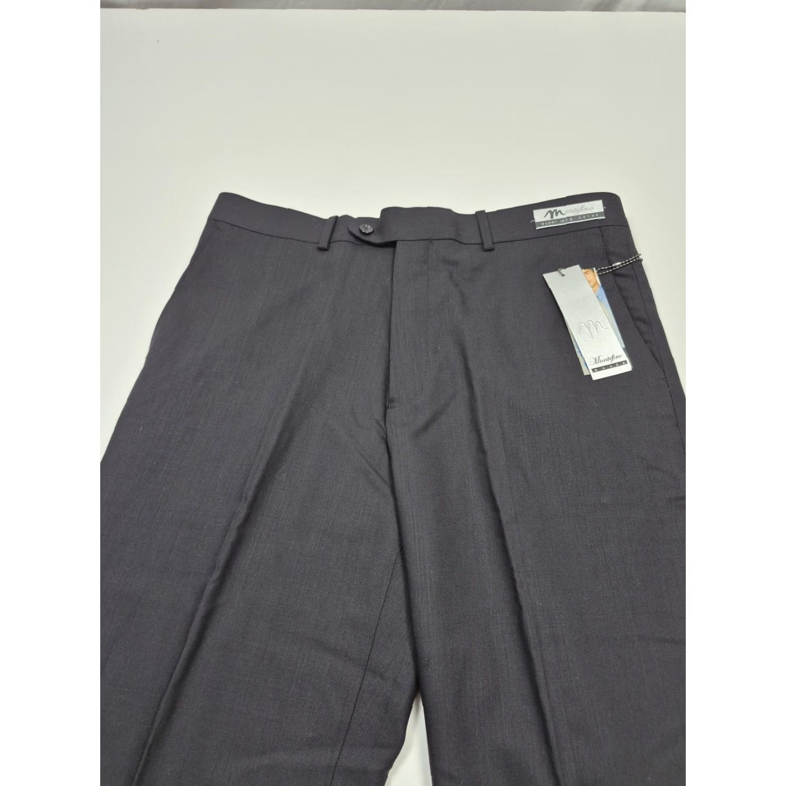 Vintage Montefino Dress Pants Mens 36x36 Black Wool Flat Front Unhemmed Super 120's NWT Size US 36 / EU 52 - 2 Thumbnail