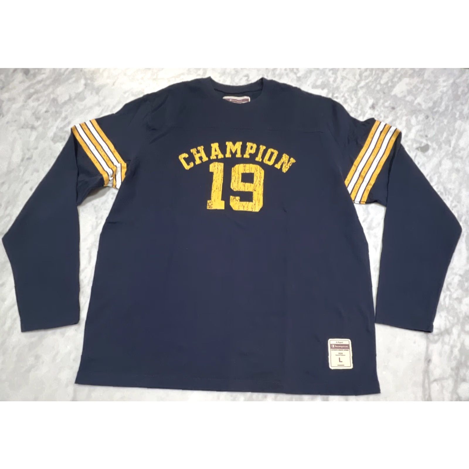 Champion Champion Jersey T Shirt Men Large Long Sleeve 19 Graphics Navy Blue Cotton Size US L / EU 52-54 / 3 - 2 Thumbnail