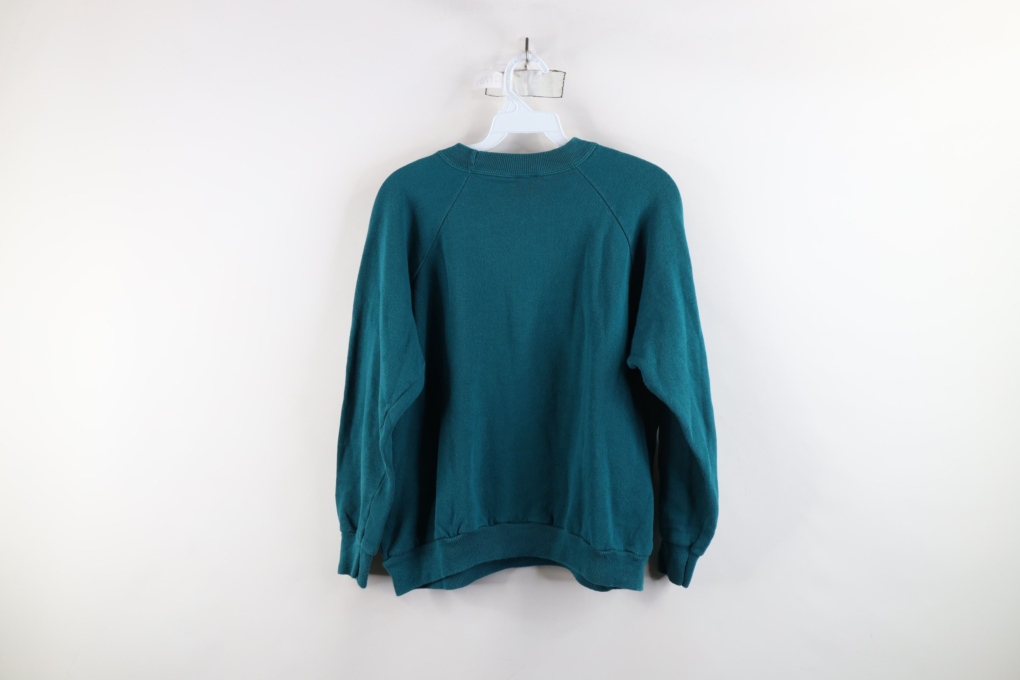 Vintage Vintage 90s Streetwear Faded Blank Crewneck Sweatshirt Teal Size M / US 6-8 / IT 42-44 - 8 Thumbnail