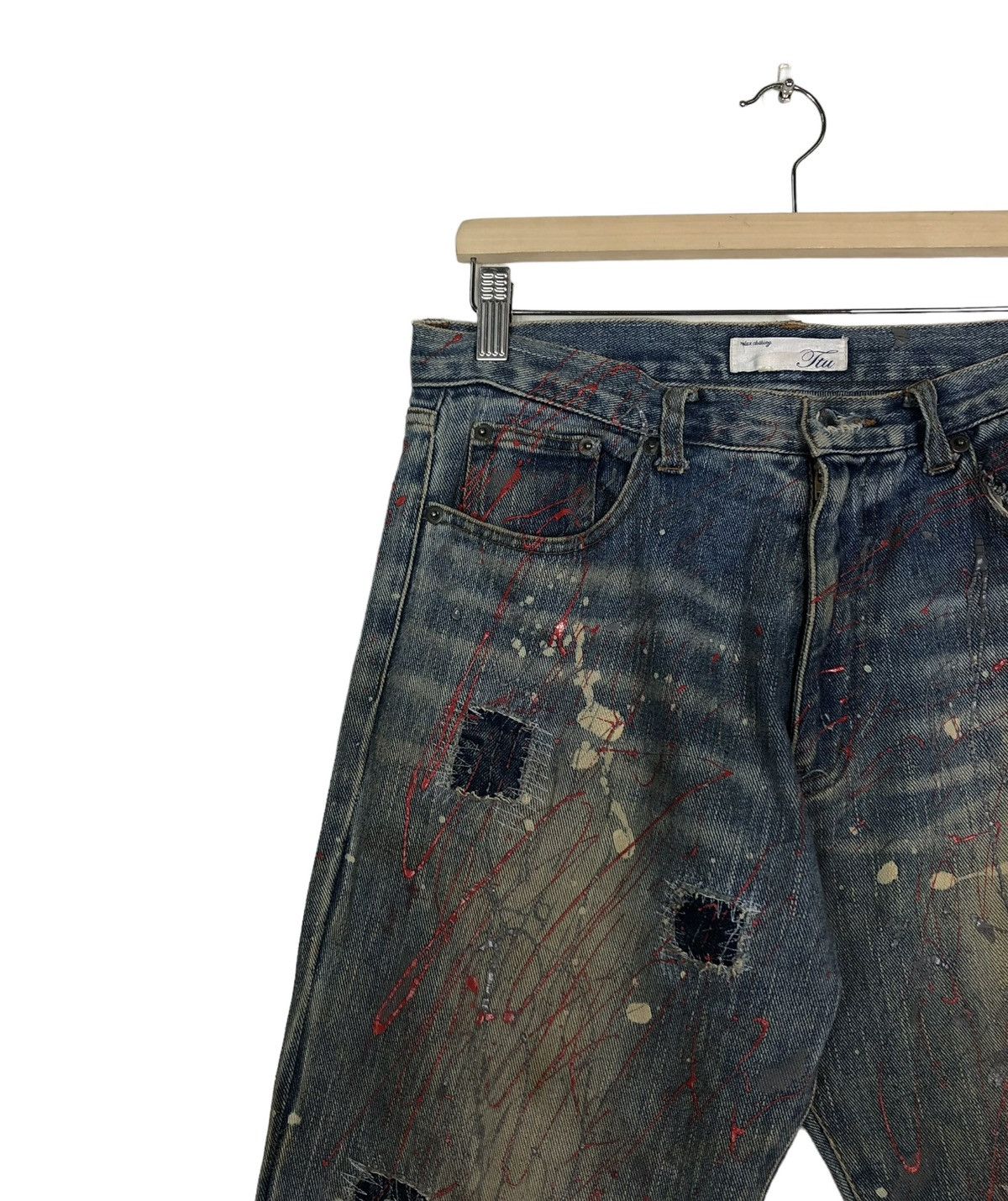 Hysteric Glamour 🔥PAINTED DENIM JEANS FLARE ITU JAPAN MADE RUSTY DESIGN Size US 30 / EU 46 - 7 Thumbnail