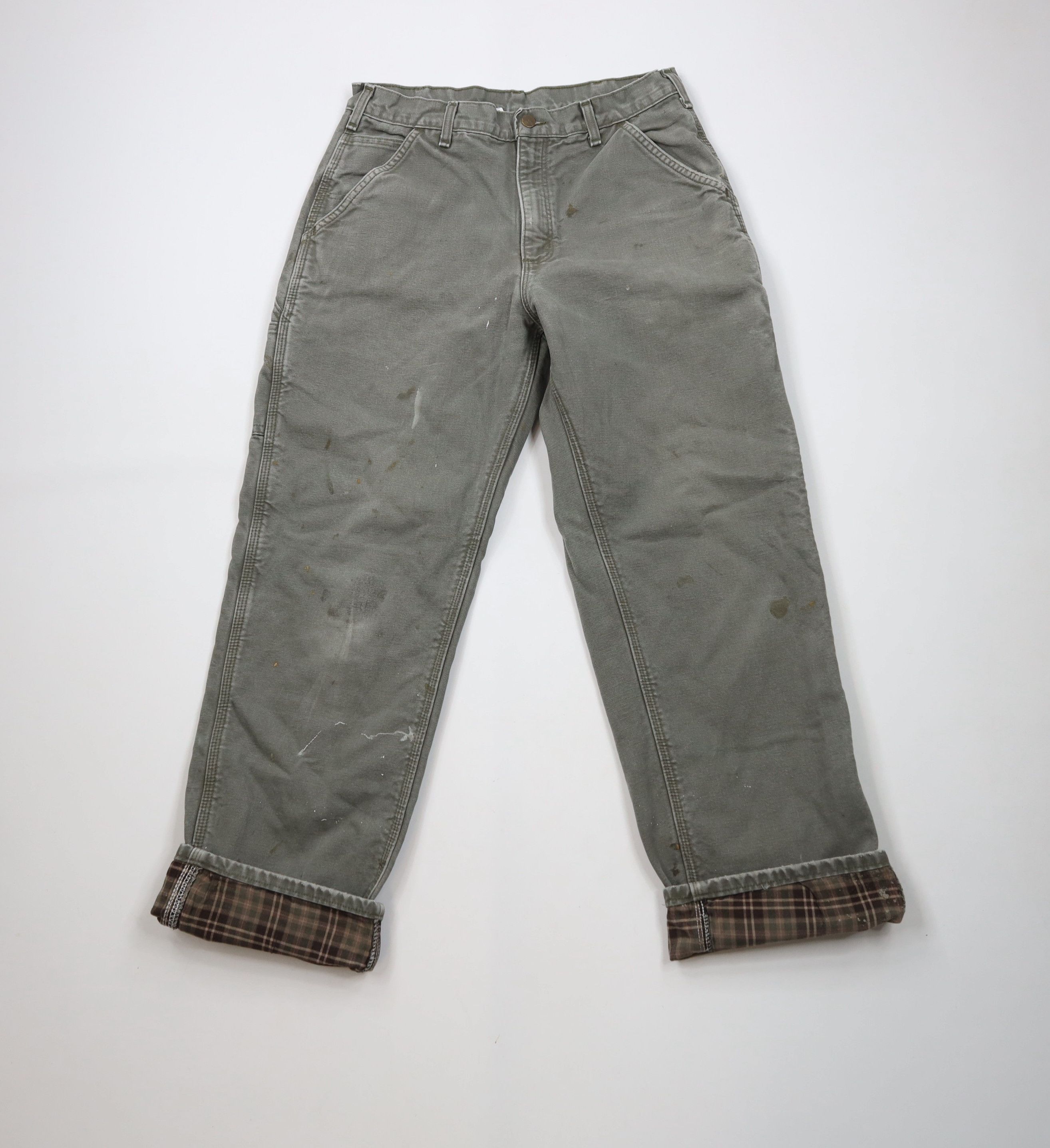 Carhartt × Vintage Vintage Carhartt Lined Wide Leg Dungaree Pants Moss Green Size US 32 / EU 48 - 1 Thumbnail