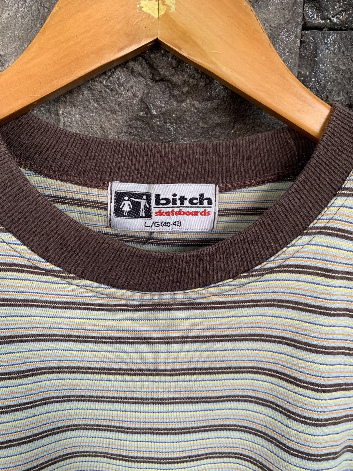 Vintage Vintage 90s Bitch Skateboards Striped T shirt Size US S / EU 44-46 / 1 - 6 Thumbnail