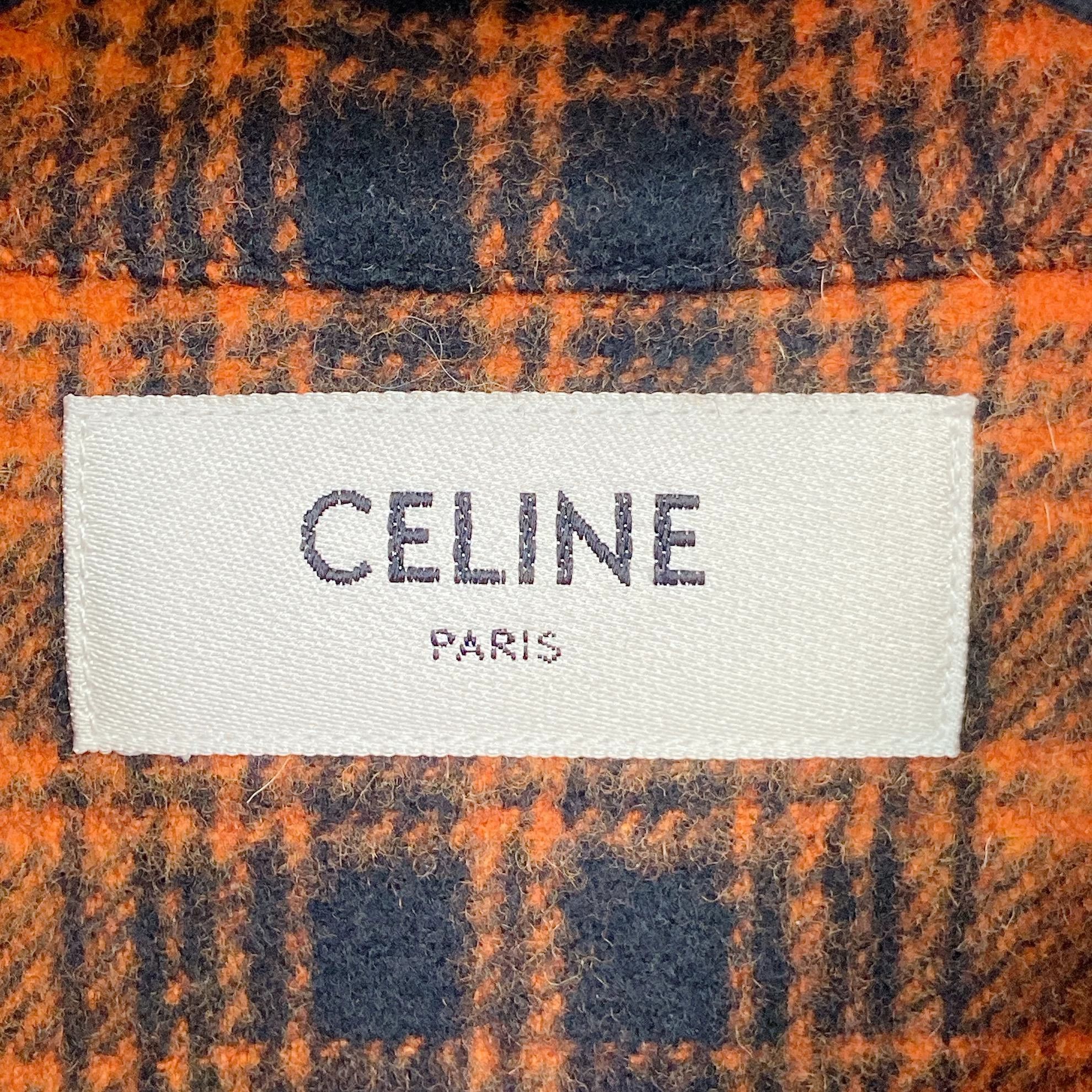 Celine CELINE Orange Gingham Lapel Relaxed SB LS Shirt 41 Size US L / EU 52-54 / 3 - 6 Thumbnail