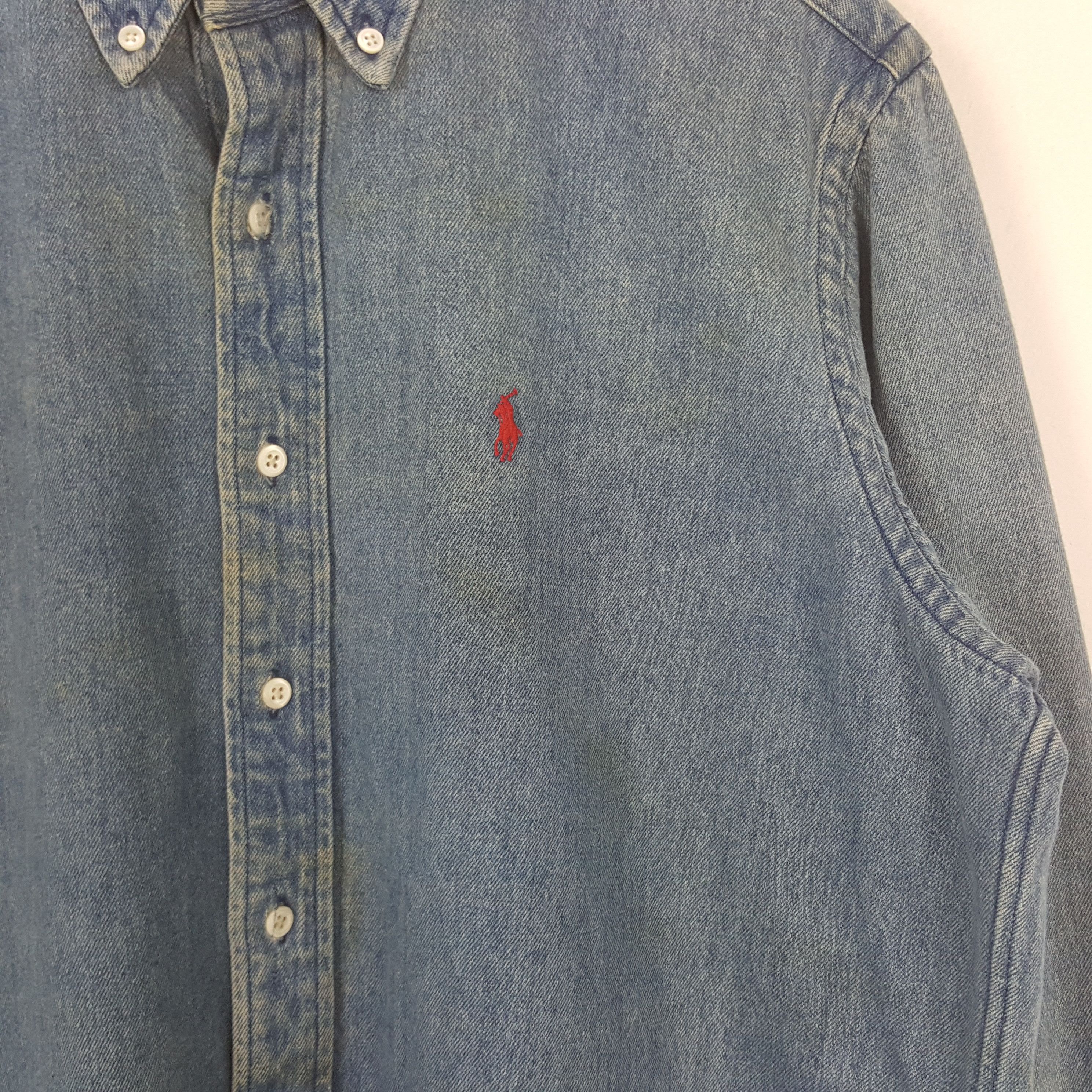 Polo Ralph Lauren Vintage Polo Ralph Laurent Denim Shirt Button Up C294N5 Size US XL / EU 56 / 4 - 2 Thumbnail