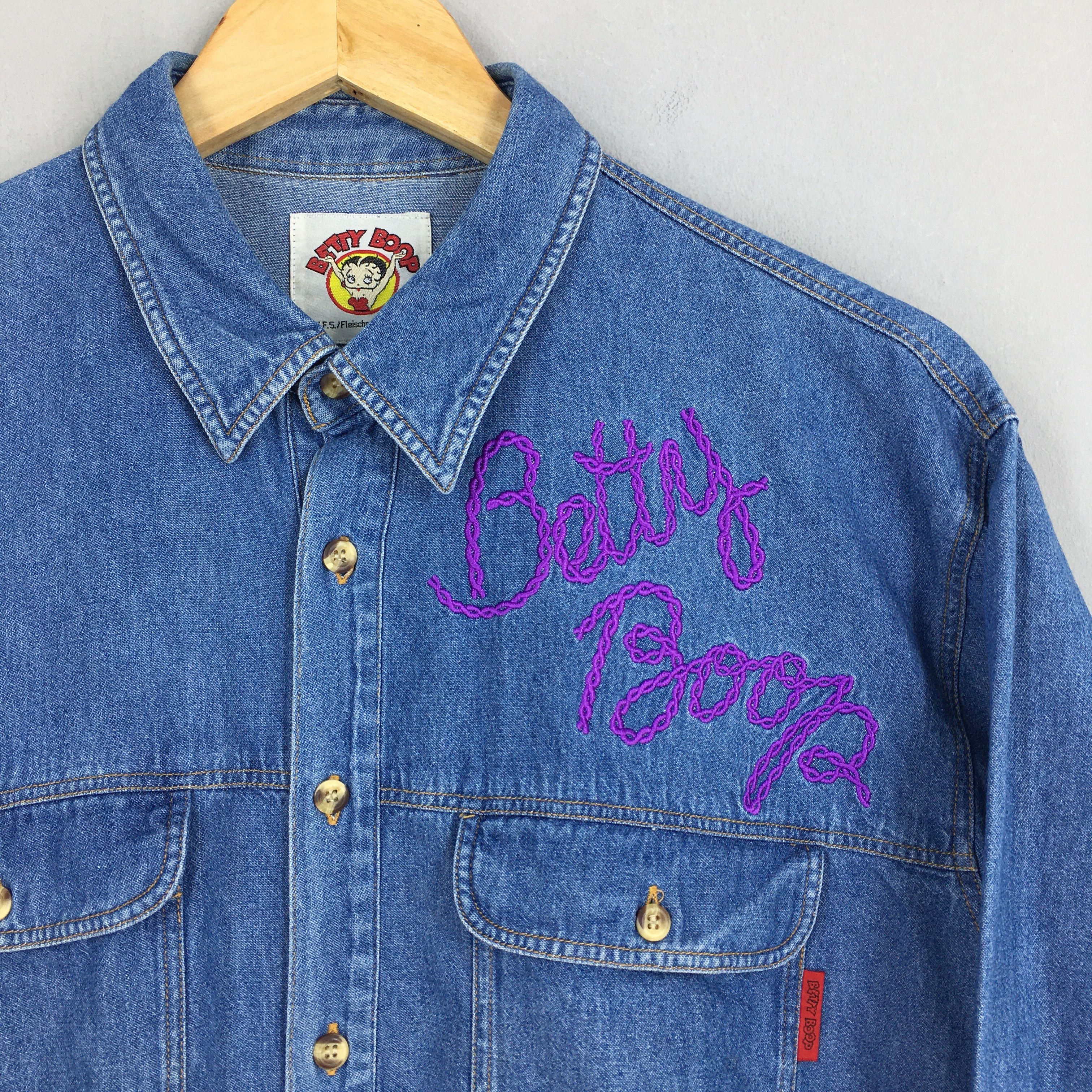 Disney × Vintage Vintage 90s Betty Boop Denim Oxfords Button Down Shirt M Size US M / EU 48-50 / 2 - 3 Thumbnail