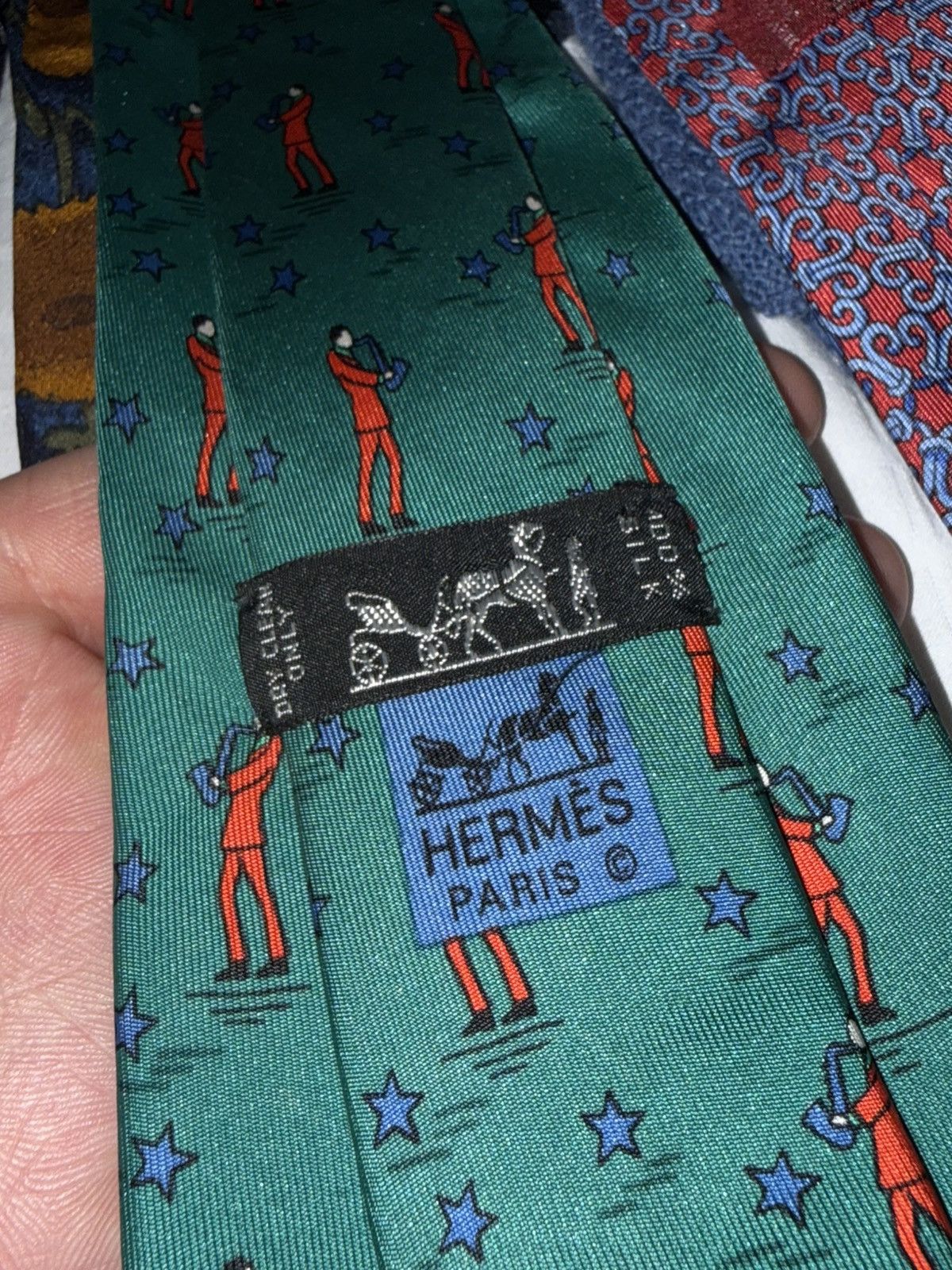 Hermes Hermes Tie 7551 SA Jazz Saxophonist Green 100% Silk MIFrance Size ONE SIZE - 9 Thumbnail